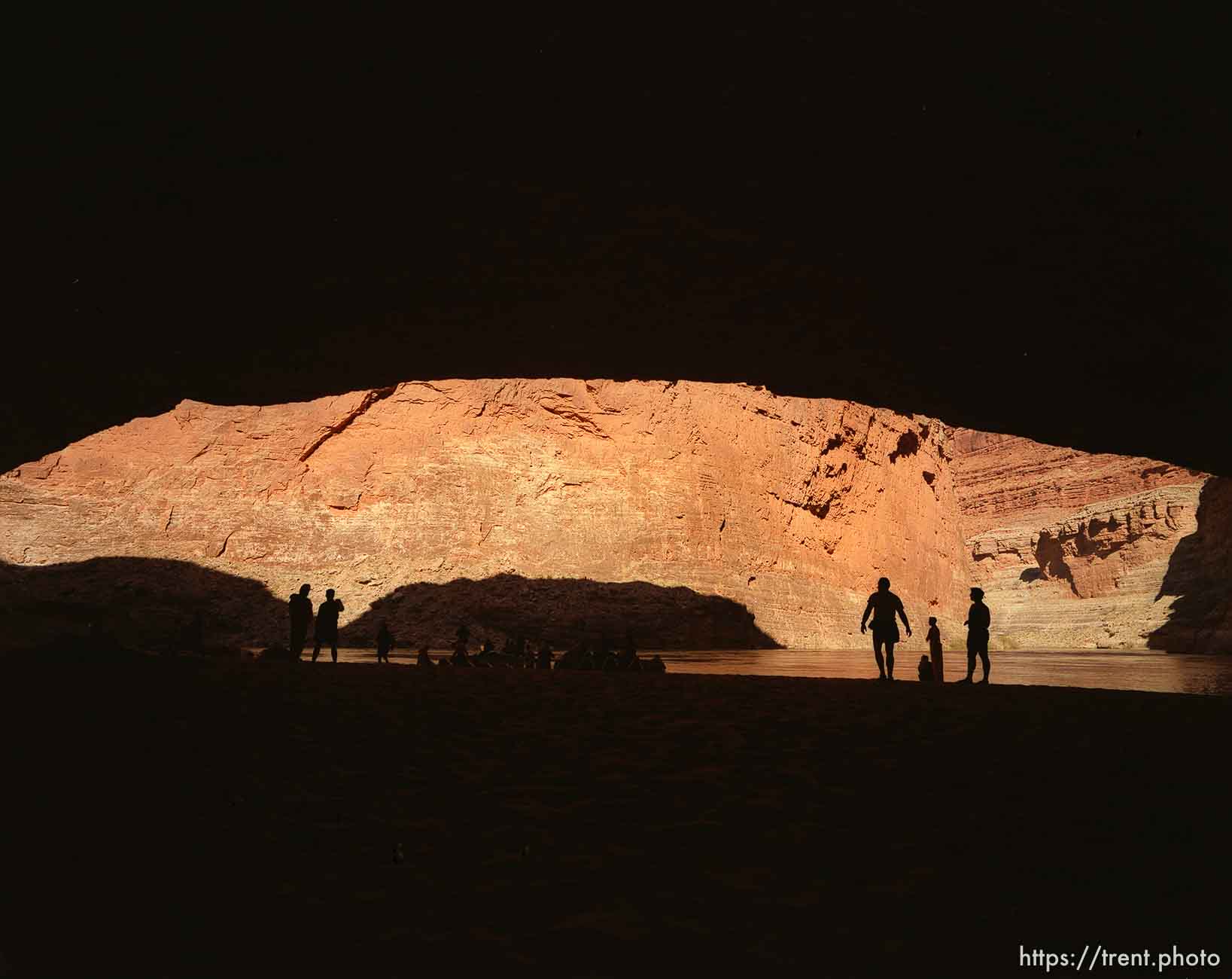 People at Redwall Cavern. Grand Canyon flood trip.