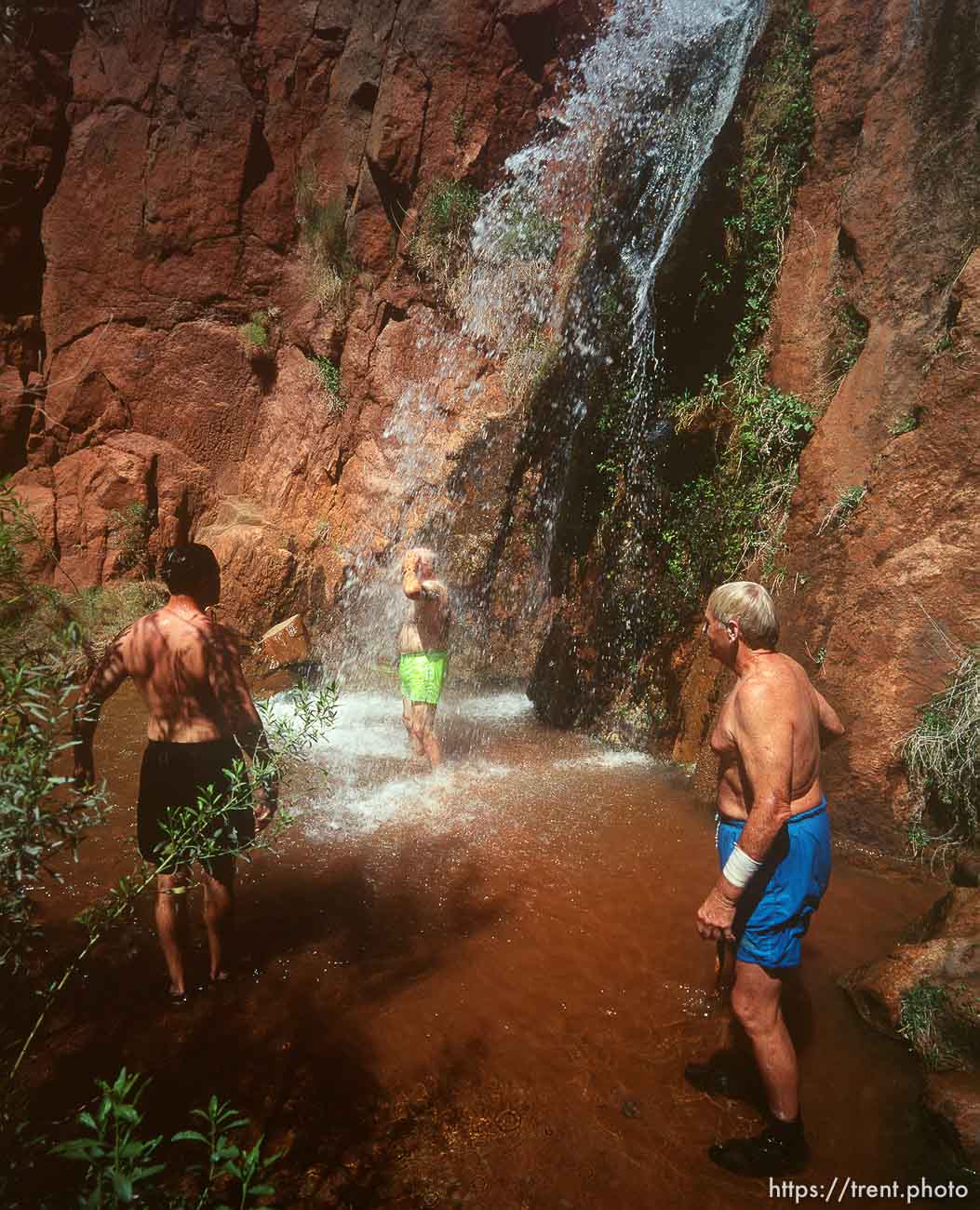 Blue water and rocks in Havisu Canyon. Grand Canyon flood trip.