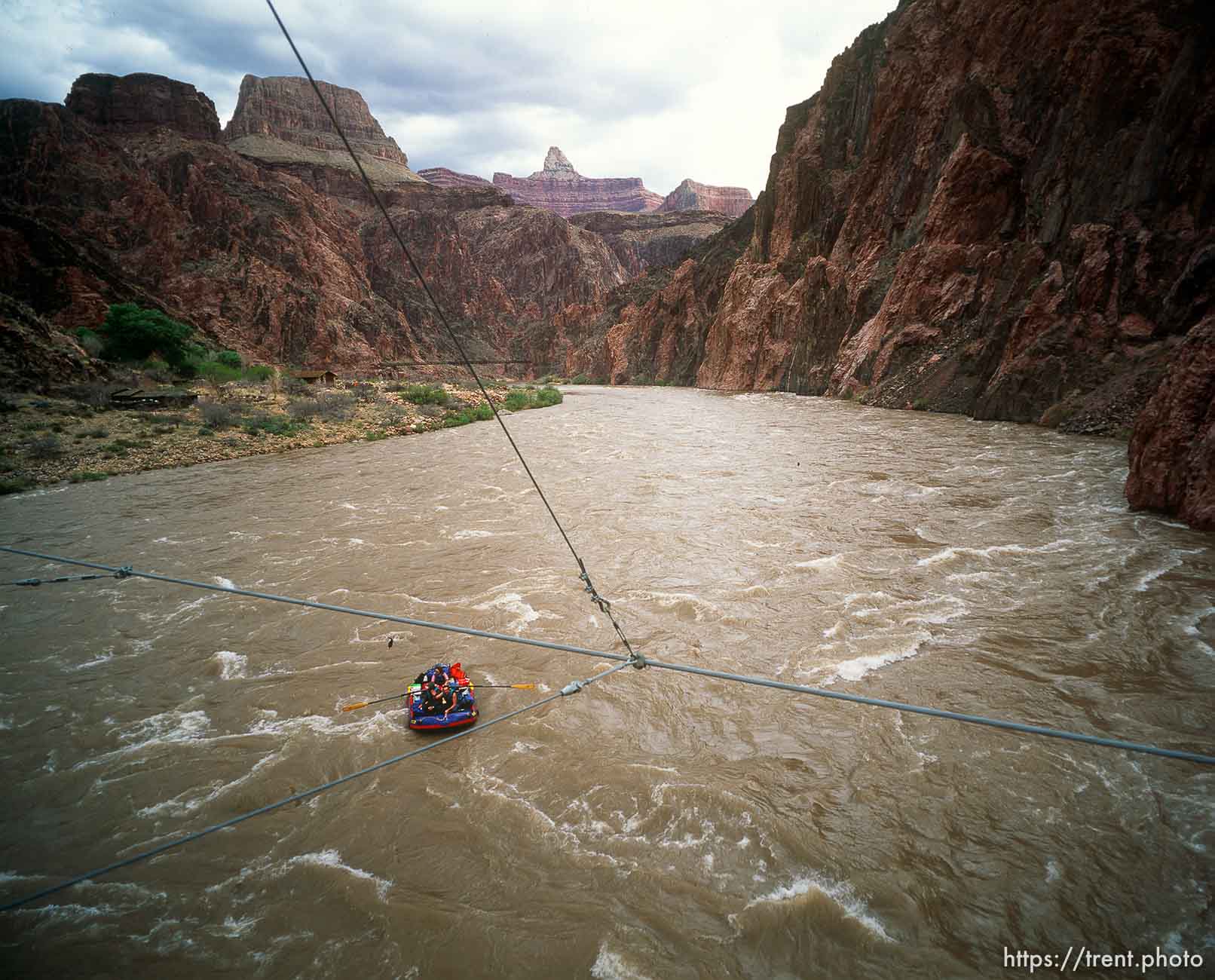 Rafts in water. Grand Canyon flood trip.