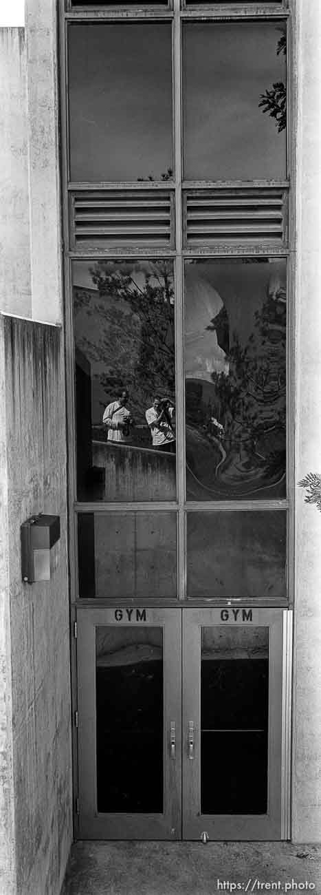 gym window at California High School.