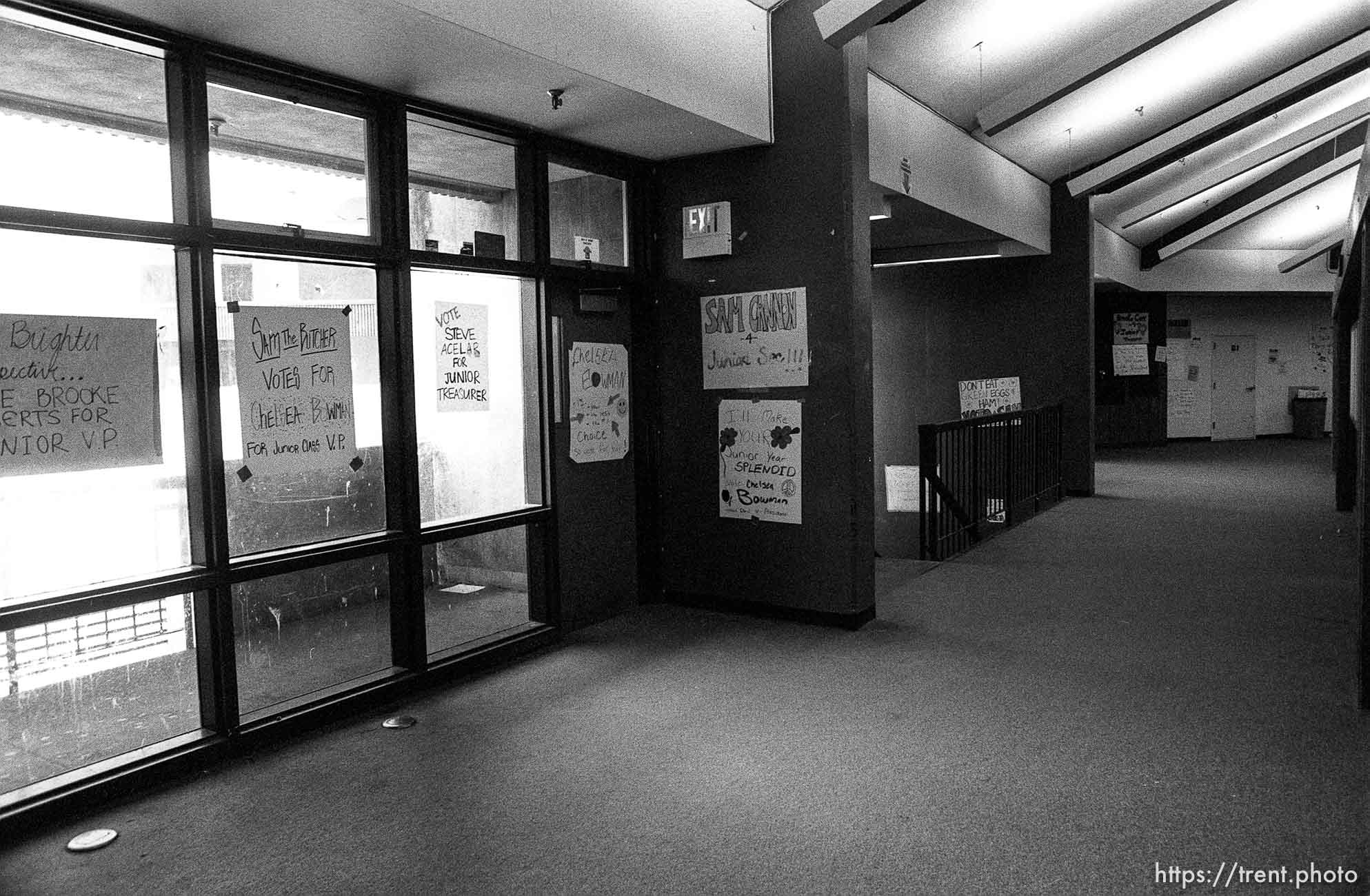 Brown locker hallway at California High School.