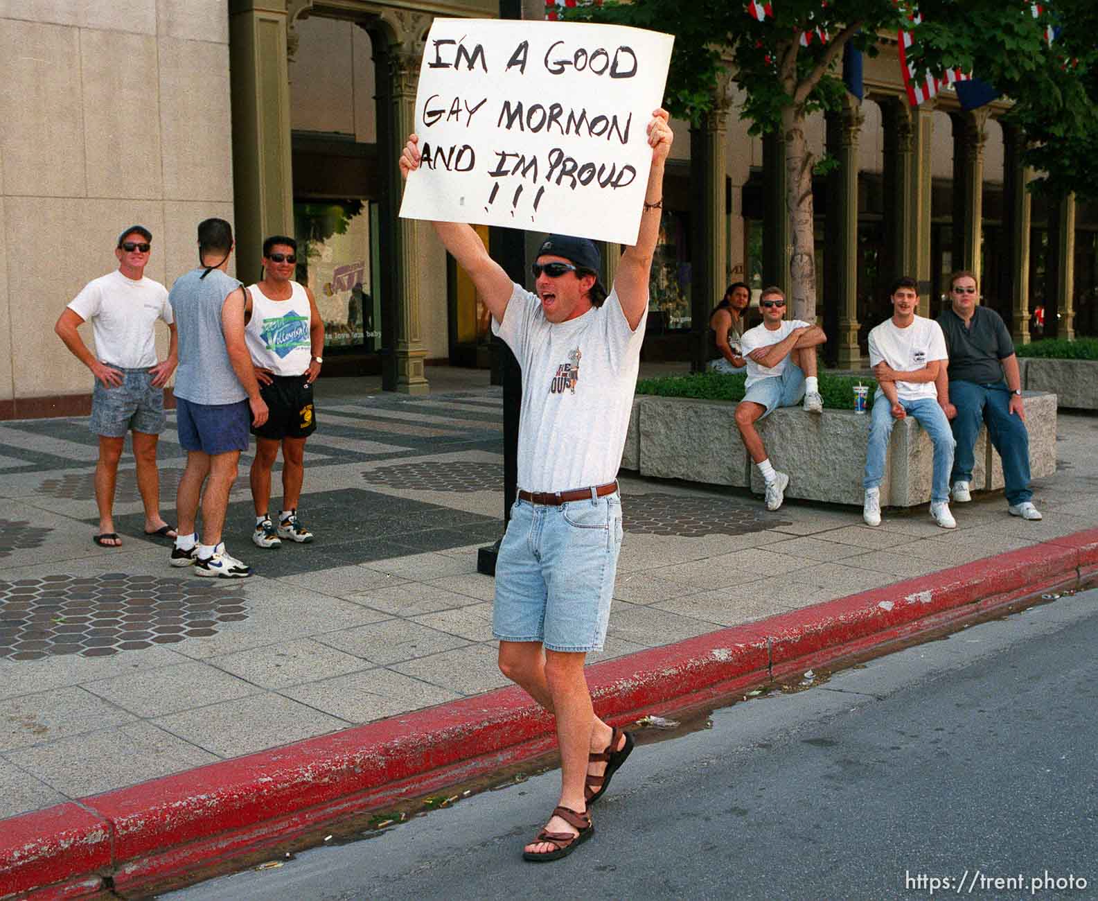 phony sign in gay pride parade.