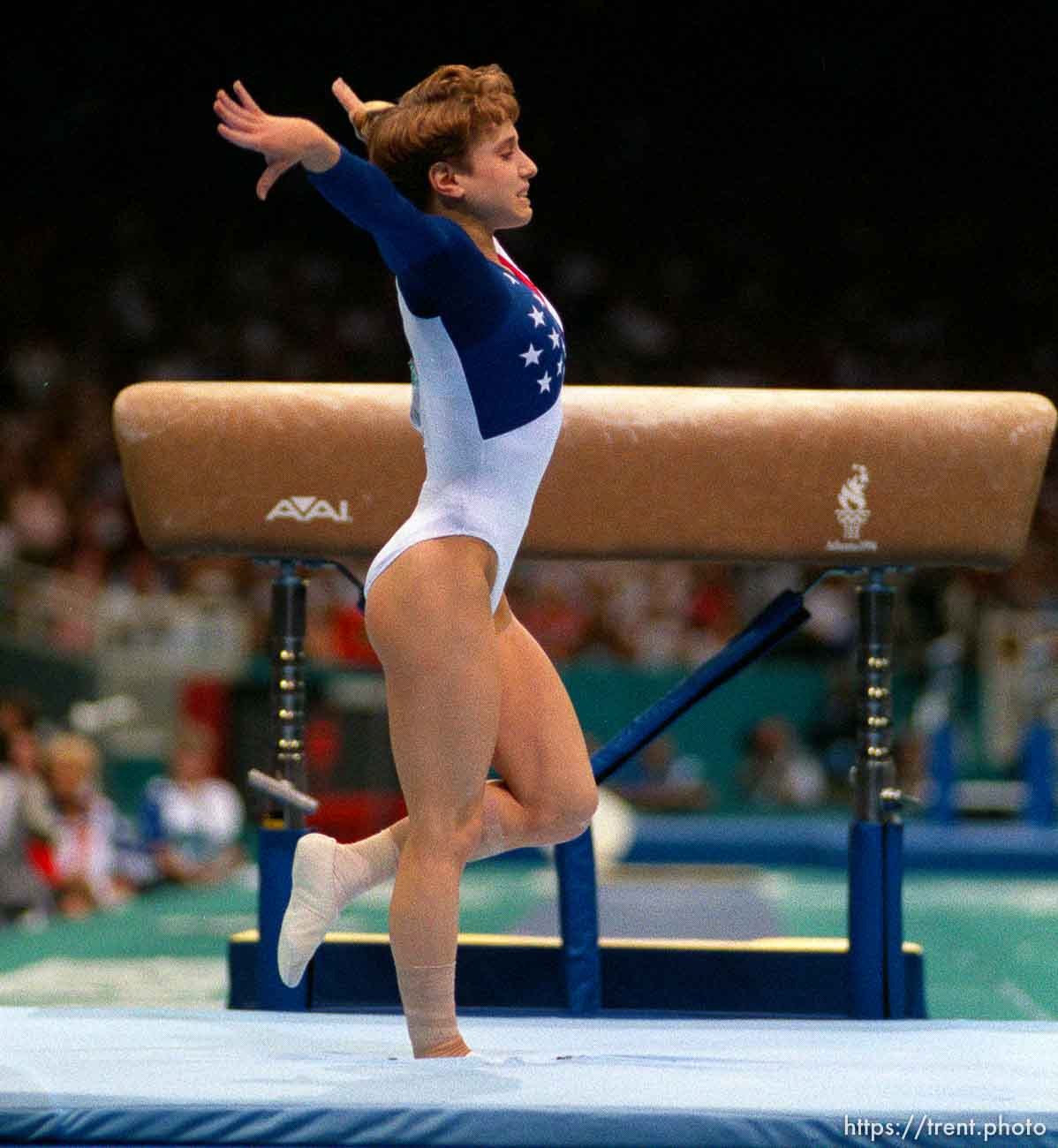 Kerri Strug's heroic vault on injured foot to secure gold medal for US team at Womens Team Gymnastics at the 1996 Summer Olympic Games