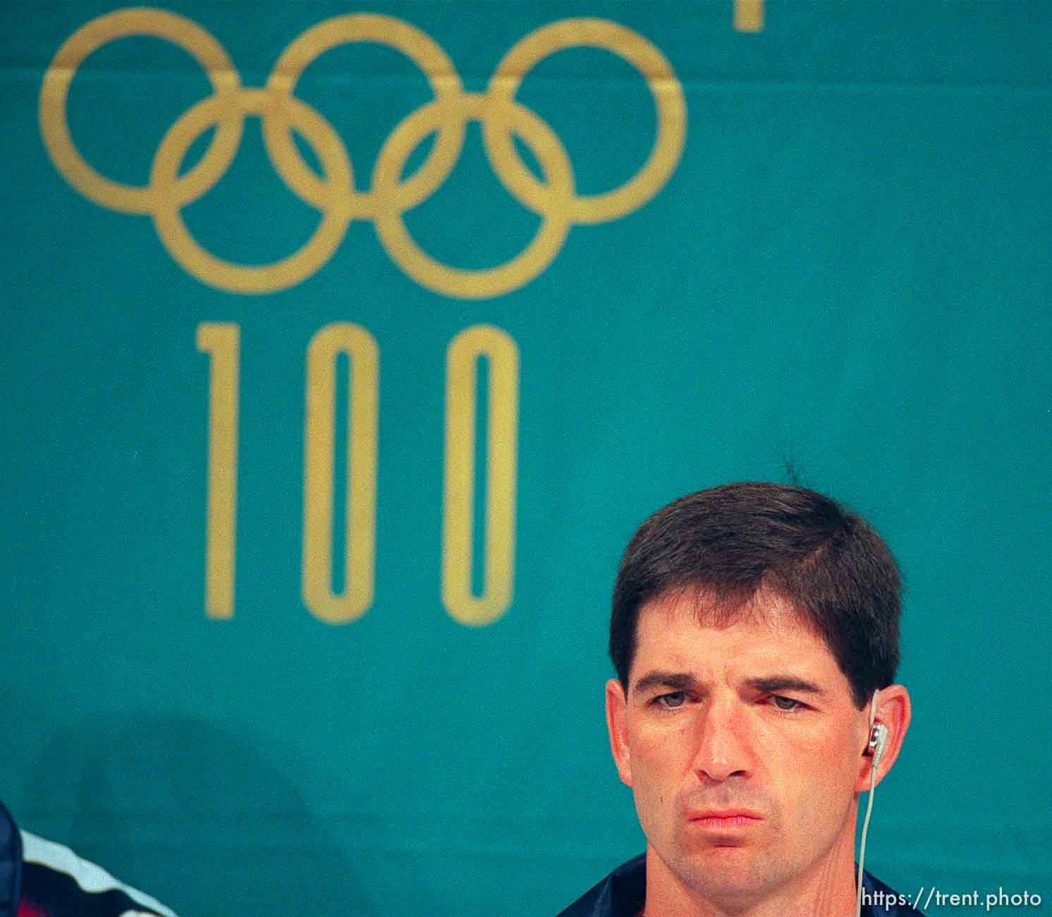 John Stockton at the Dream Team press conference at the 1996 Summer Olympic Games