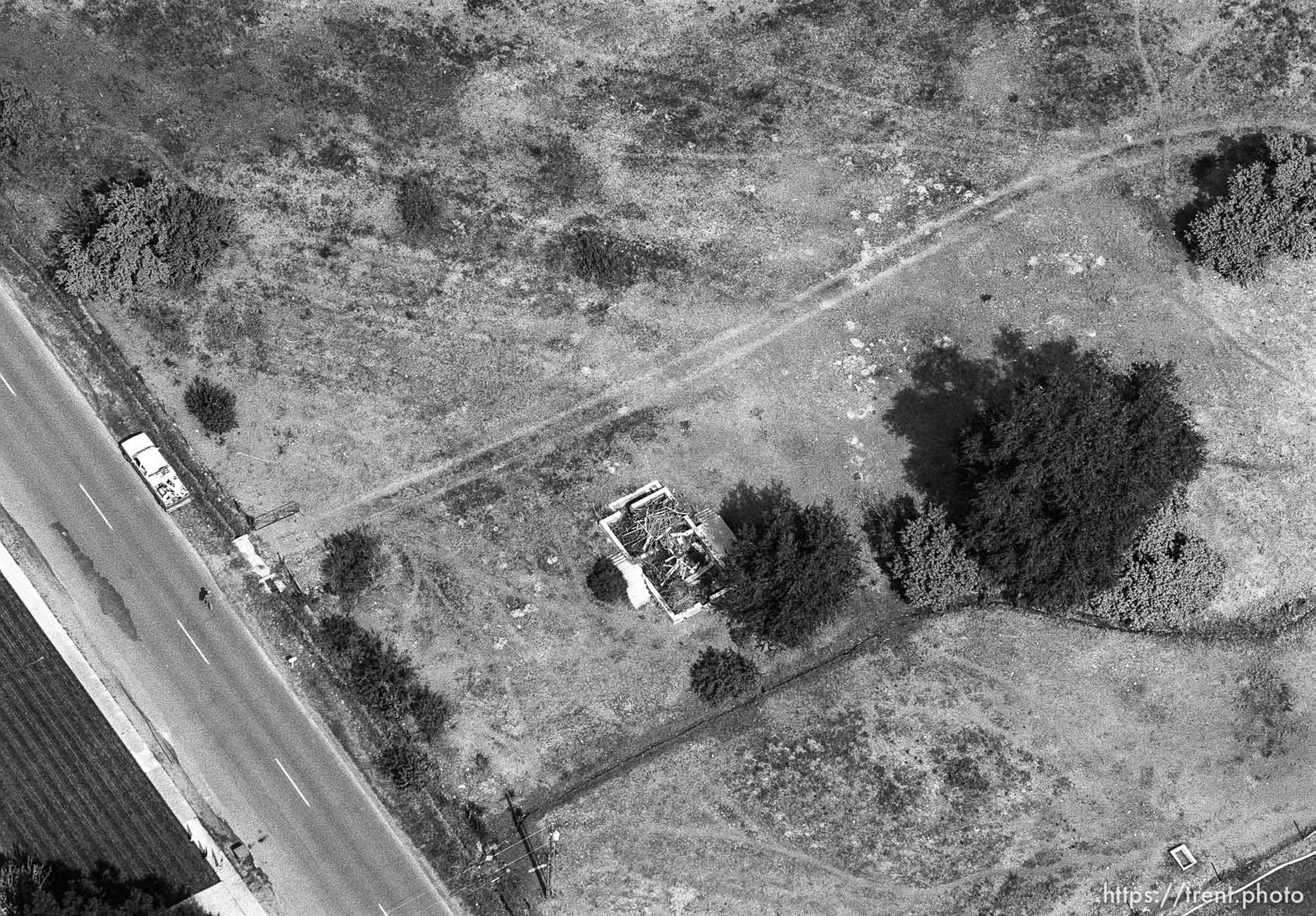 aerial view around American Fork. Notice the guy walking toward the truck.