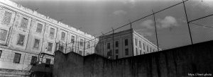 Buldings and fences from exercise yard at Alcatraz