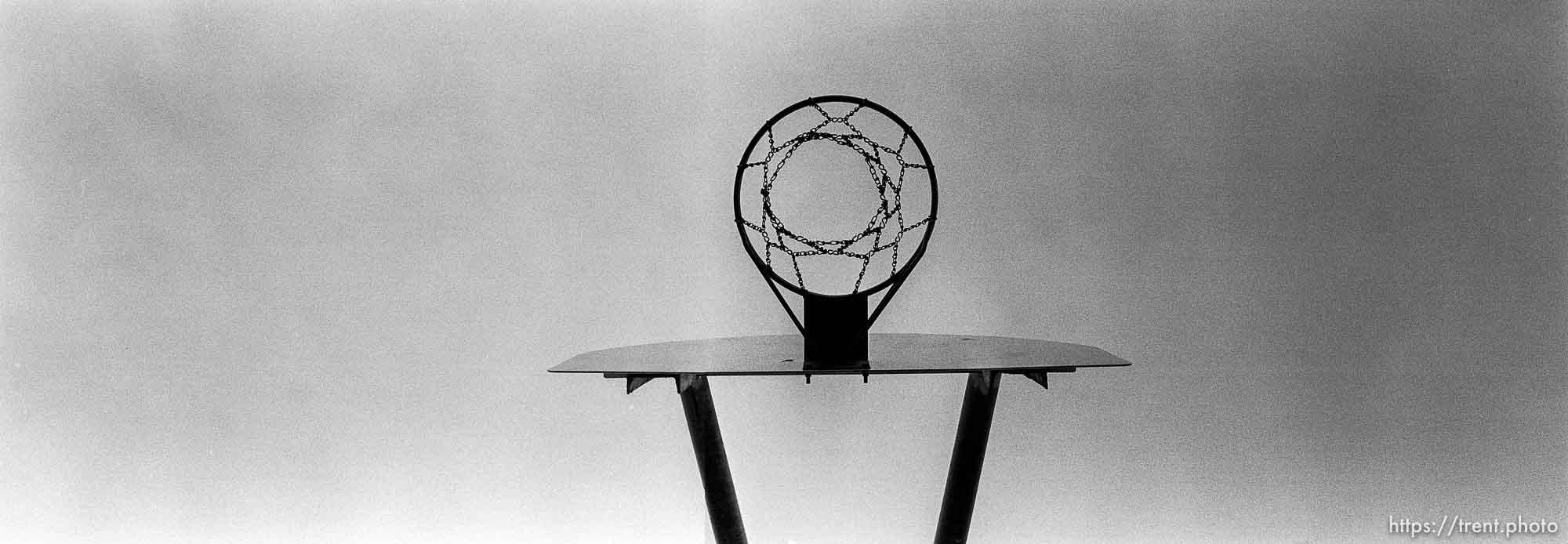 Basketball hoop at Walt Disney Elementary School.