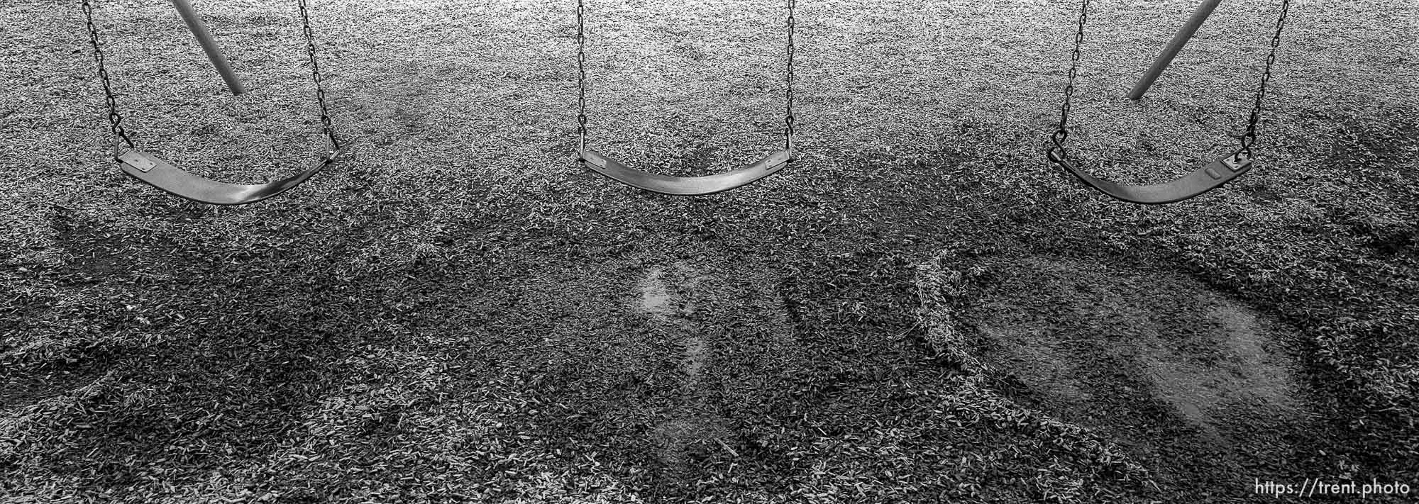 Swings on playground at Walt Disney Elementary School.