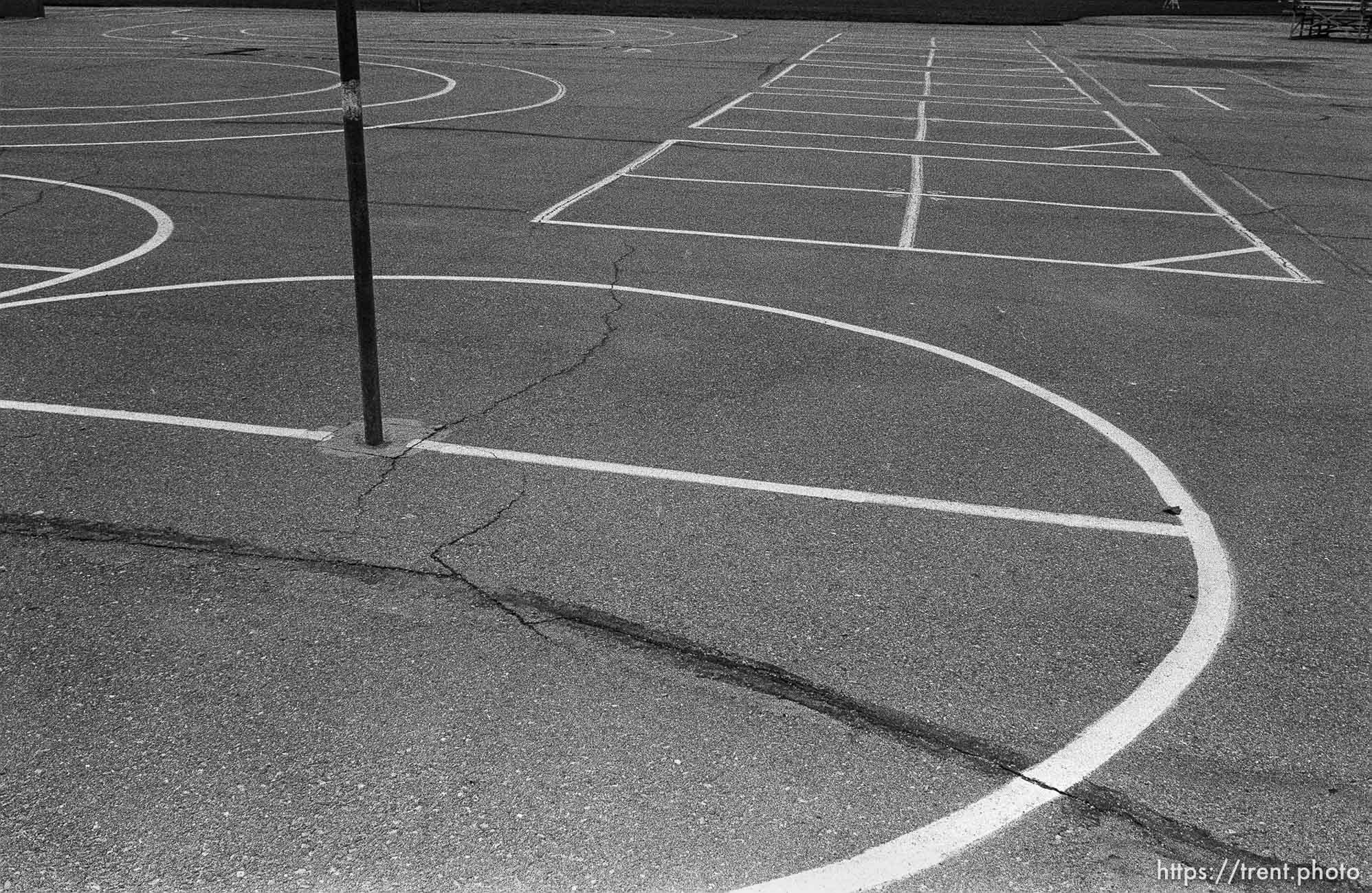 Tether-ball and four-square courts at Walt Disney Elementary