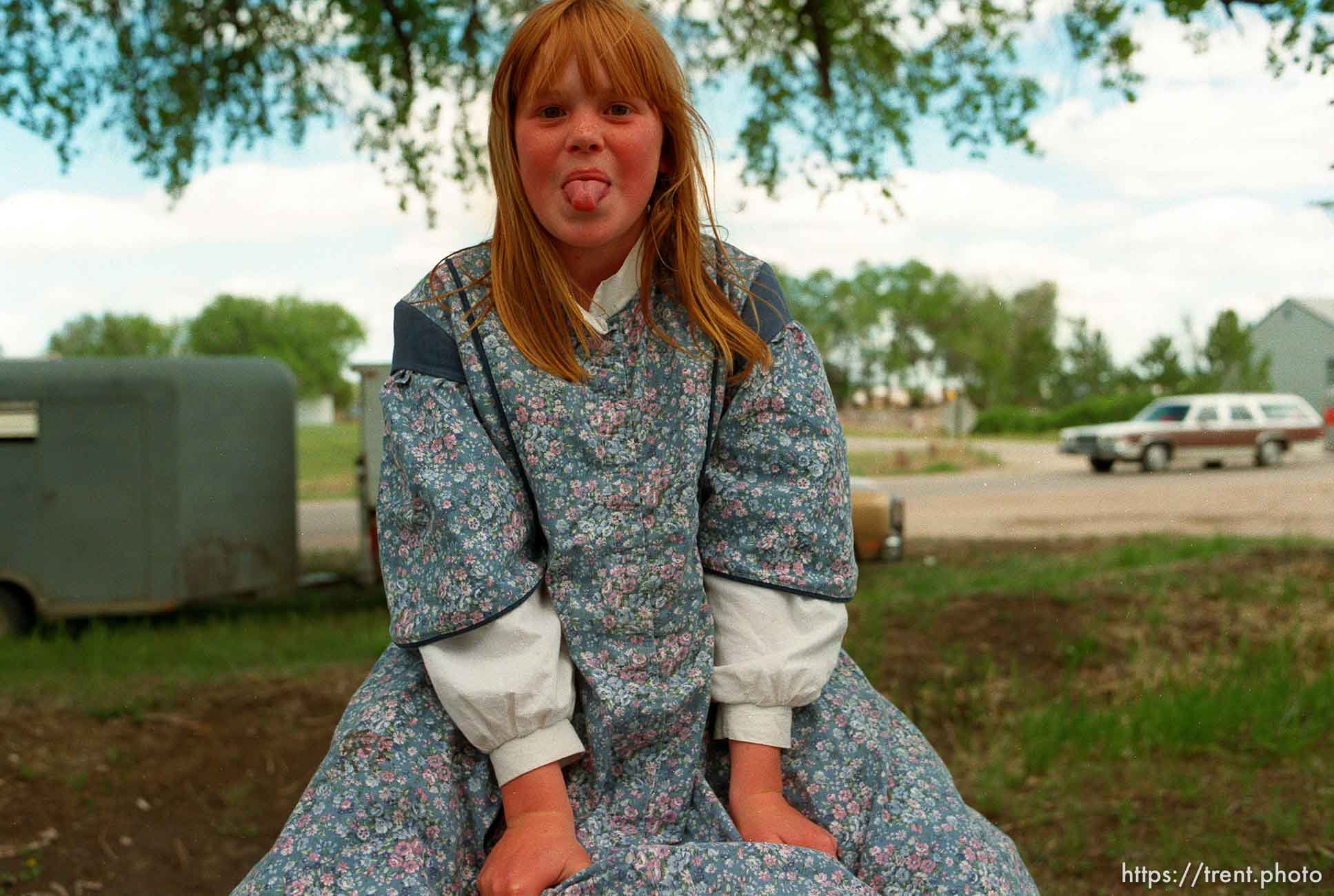 Kimberly Starling, 10, on a teeter-totter at a school playground.