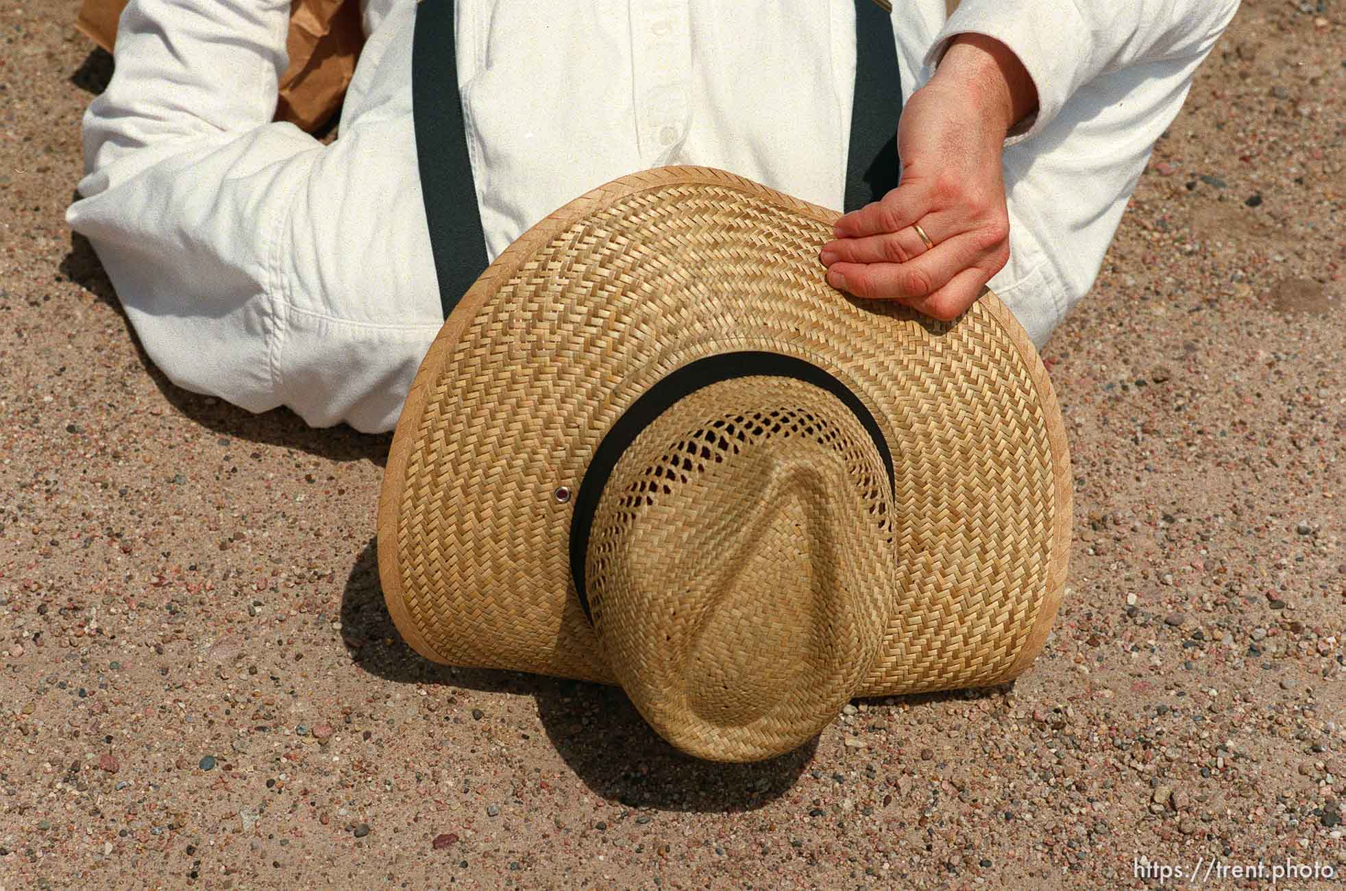 Steve Greenwall, Iola, Kansas, during a lunch break on the Mormon Trail Wagon Train.