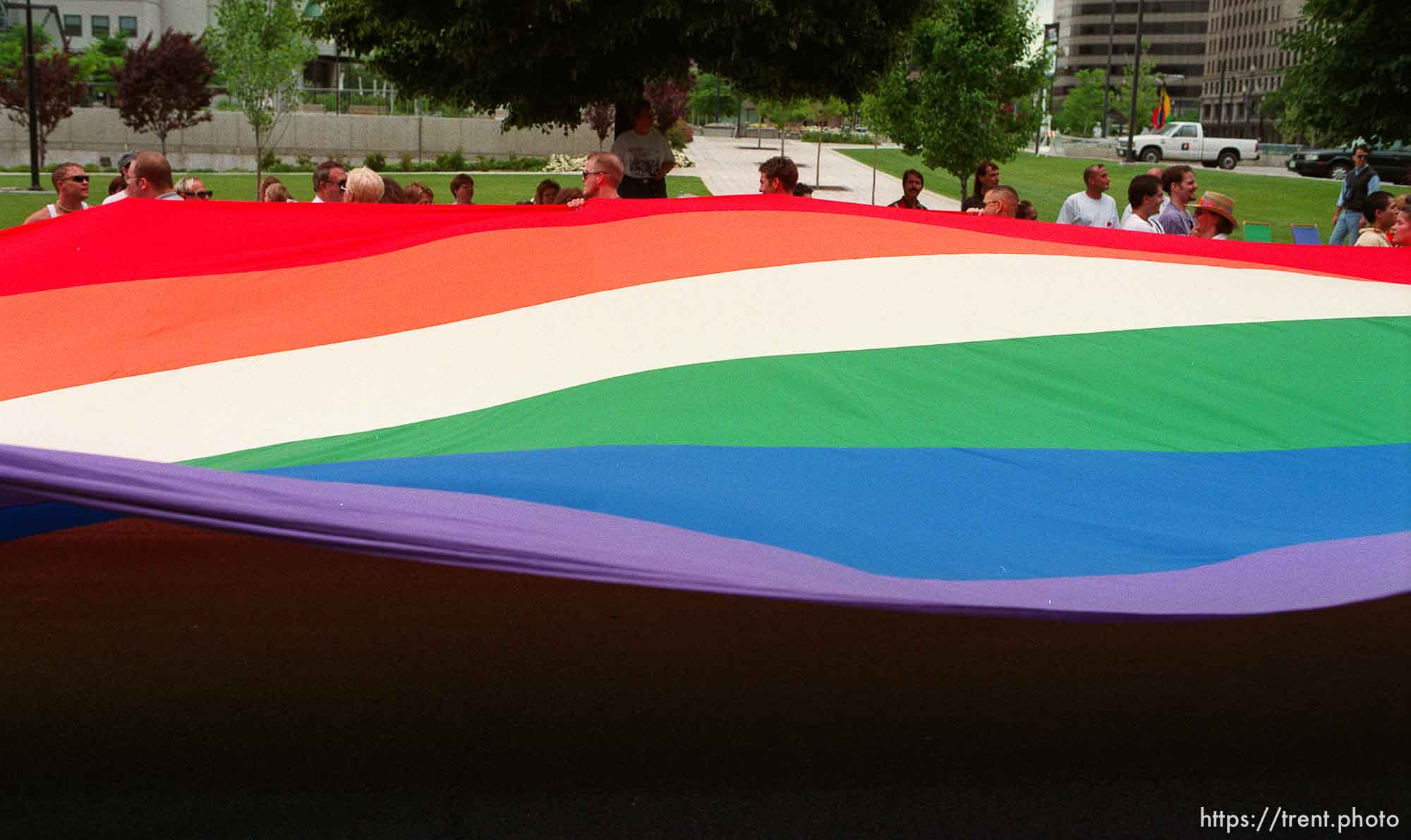 Rainbow flag at the Gay Pride Parade.