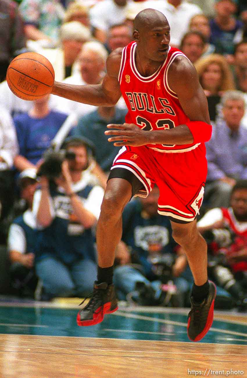 Chicago's Michael Jordan at the NBA Finals Game three, Utah Jazz vs Chicago Bulls.