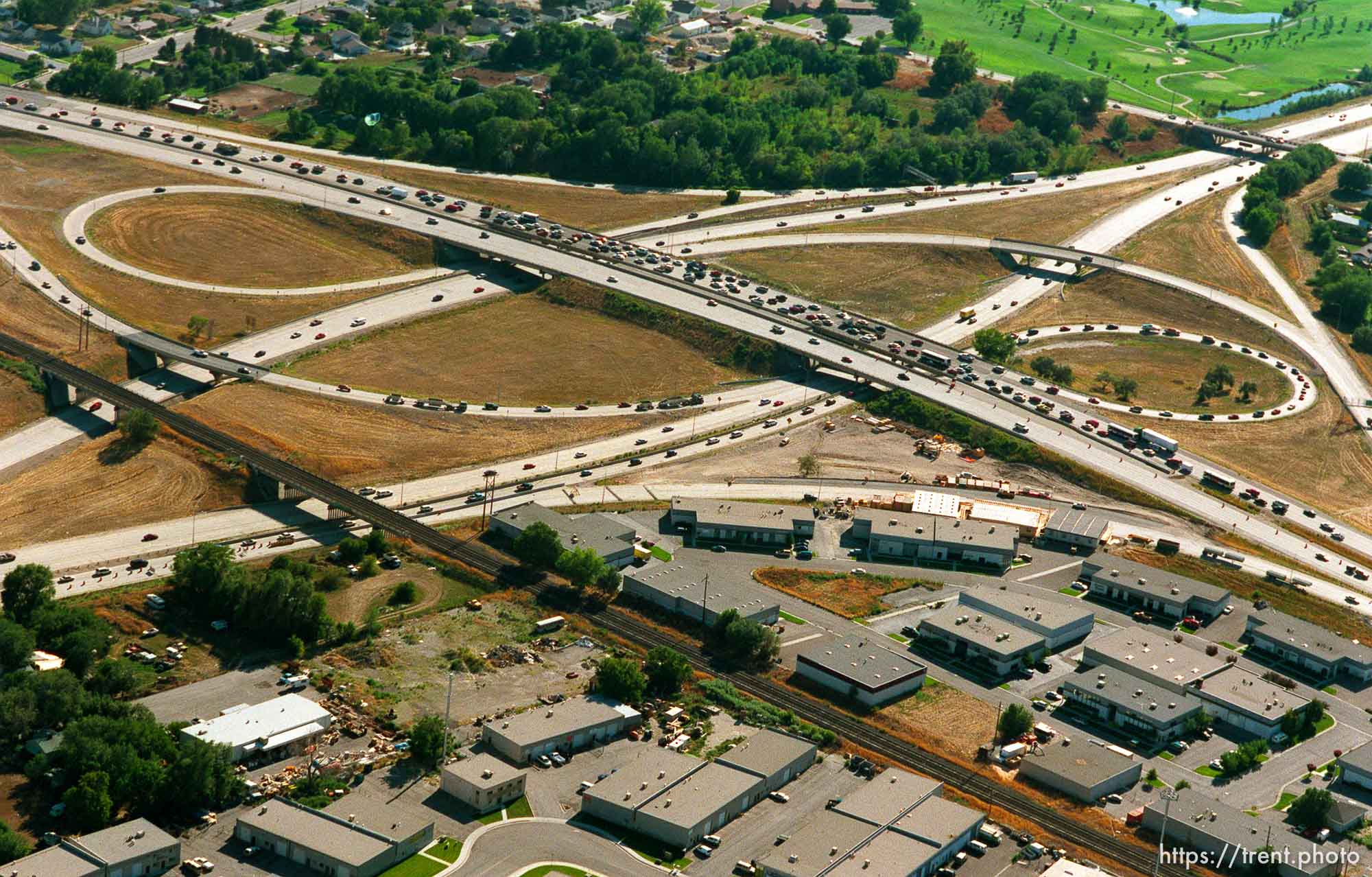 I-15 and I-215 interchange from the air.