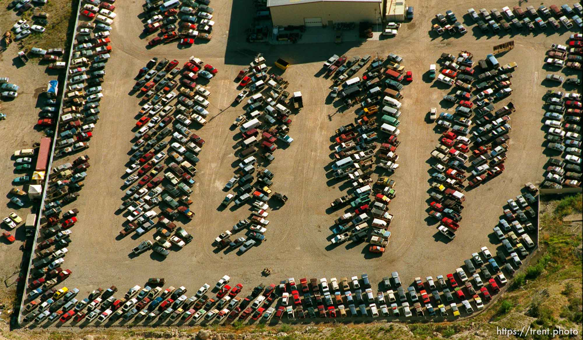 Junk car lot shot from the air.