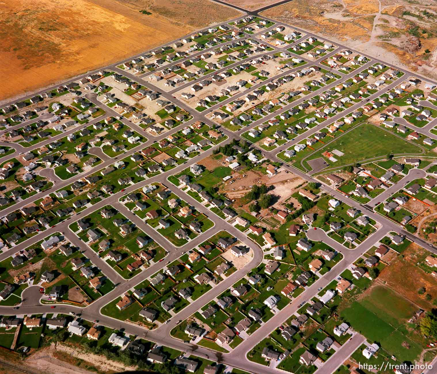 Suburb development in the Lehi-Highland area shot from the air.