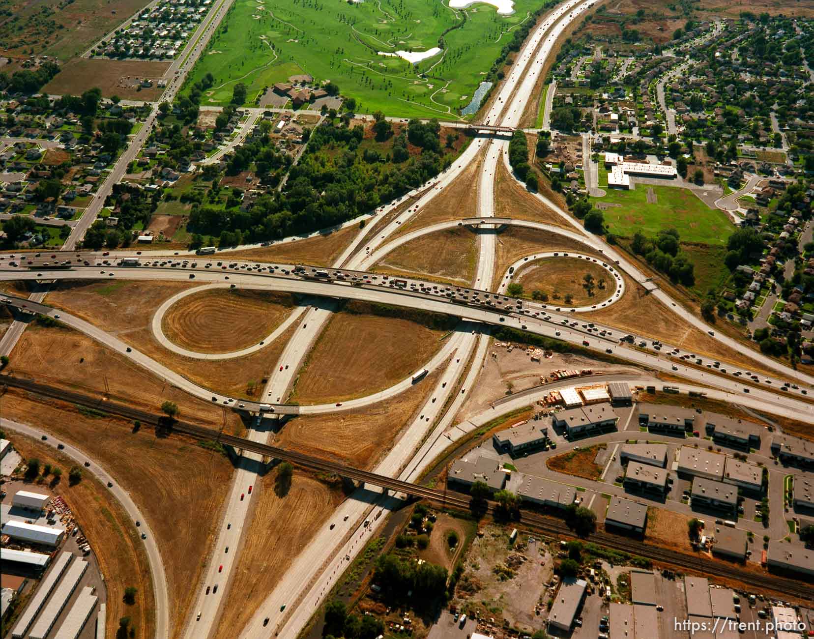 I-15 and I-215 interchange shot from the air.