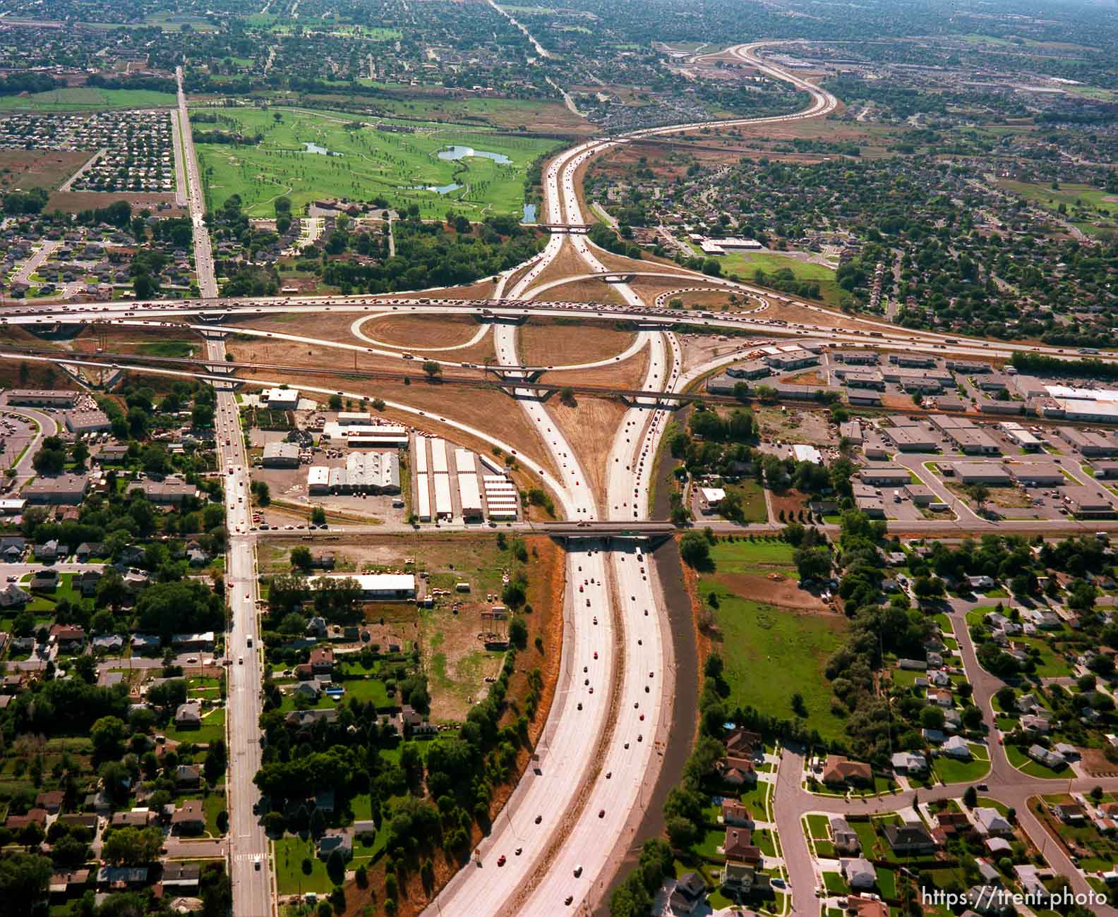 I-15 and I-215 interchange from the air.