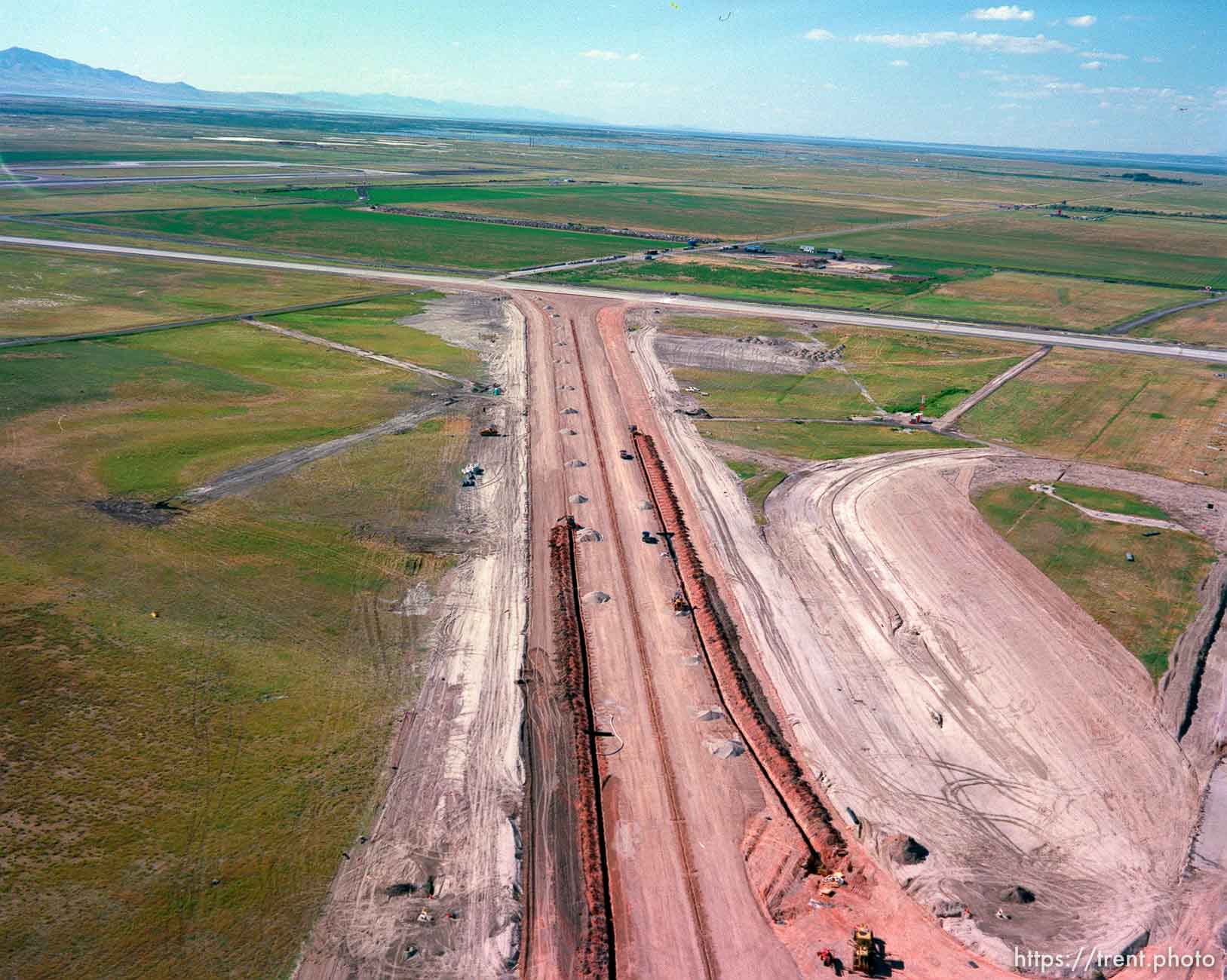 Construction of new runway from the air.