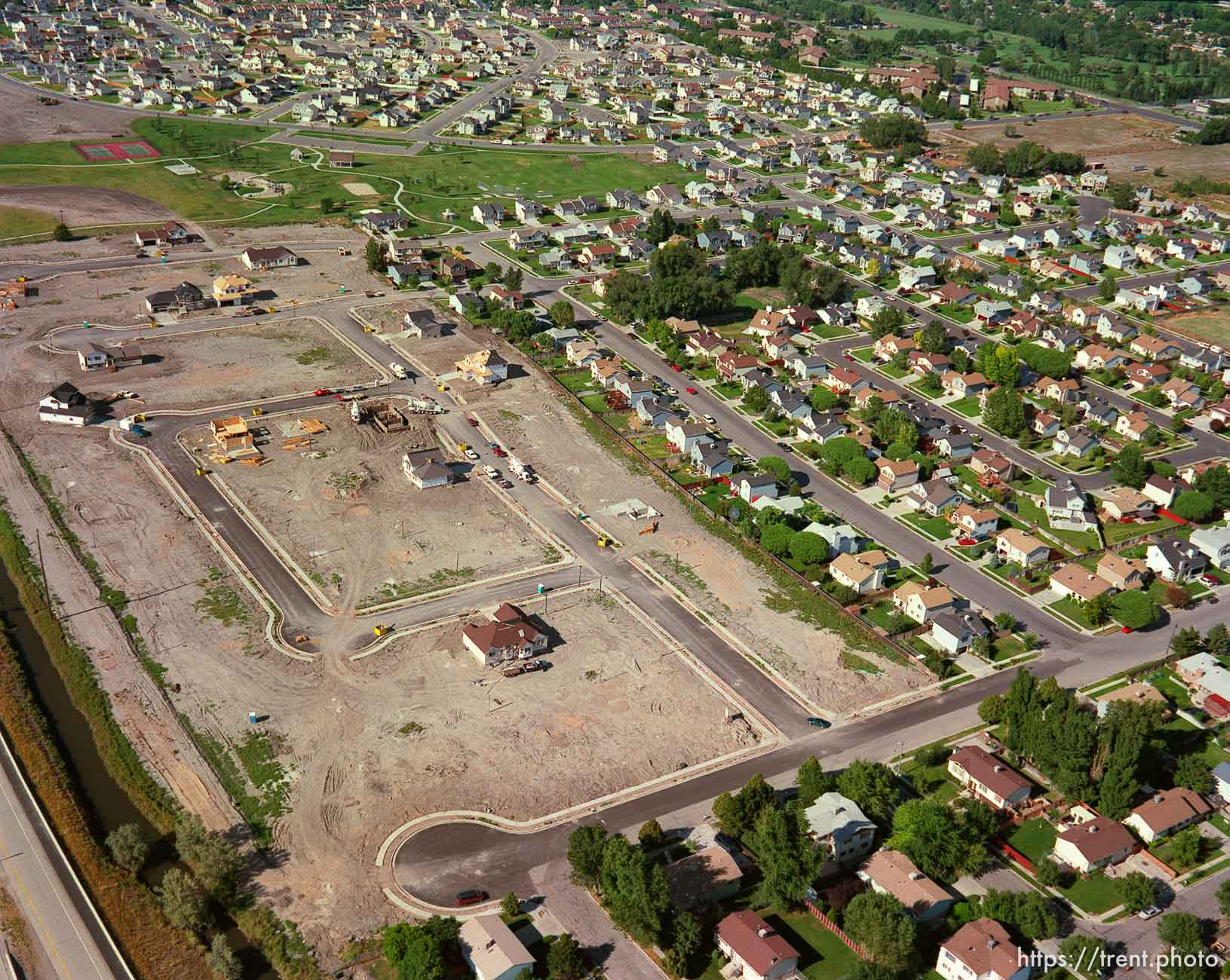 New neighborhood under construction in NW salt lake city from the air.