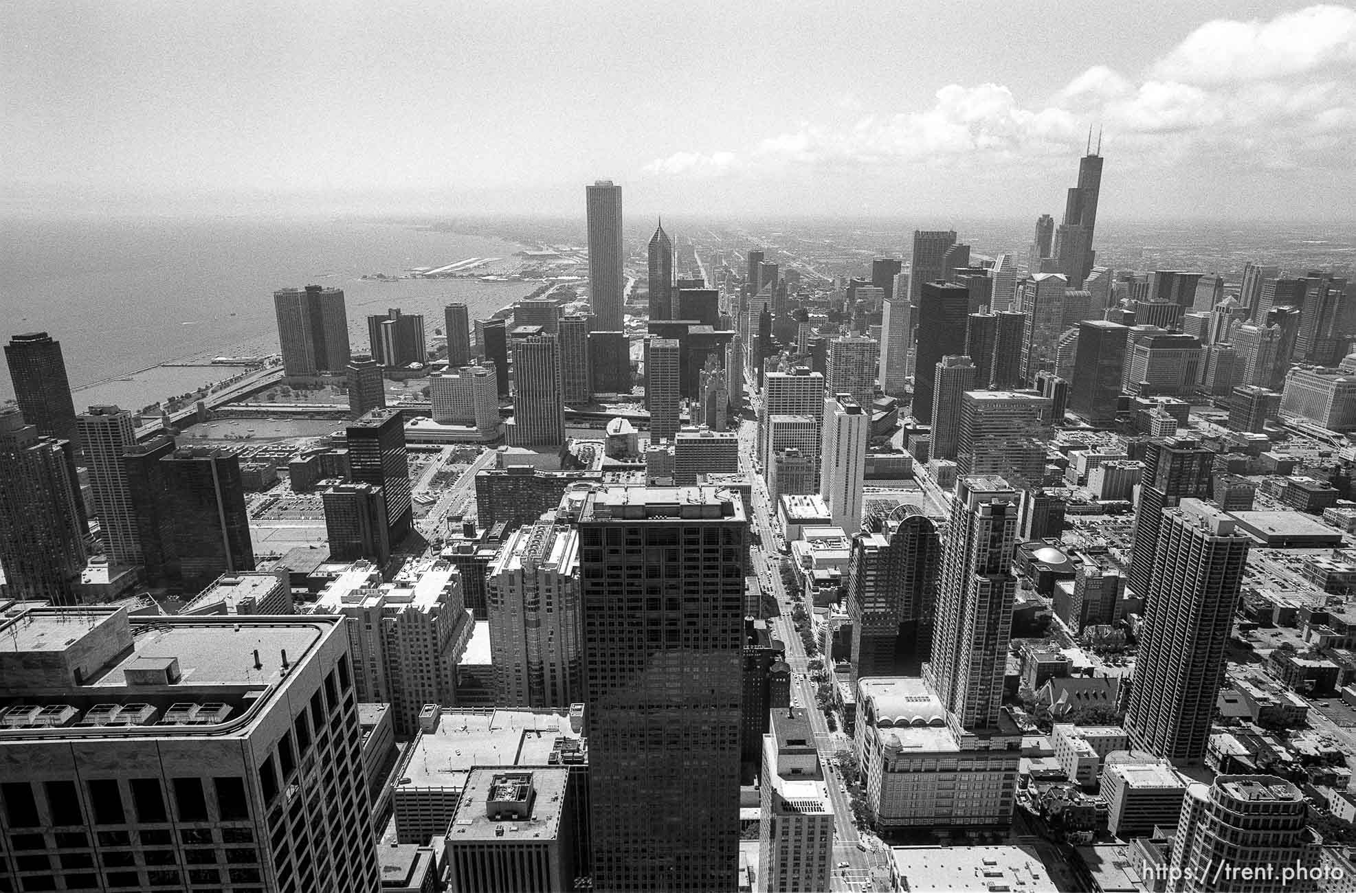 View of Chicago from the top of the John Hancock Building.