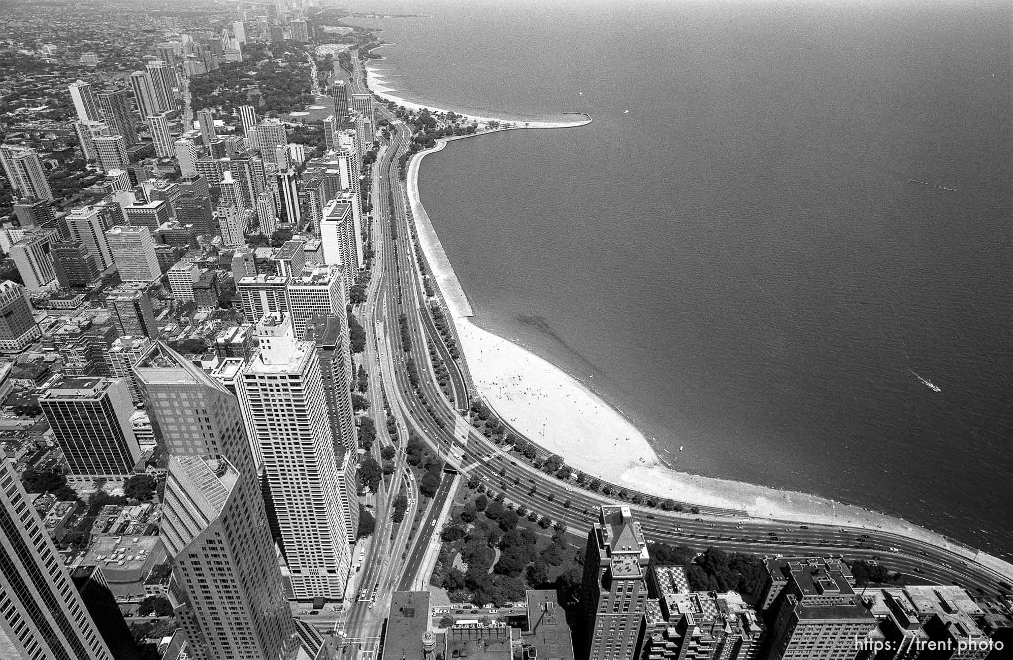 View of Chicago from the top of the John Hancock Building.