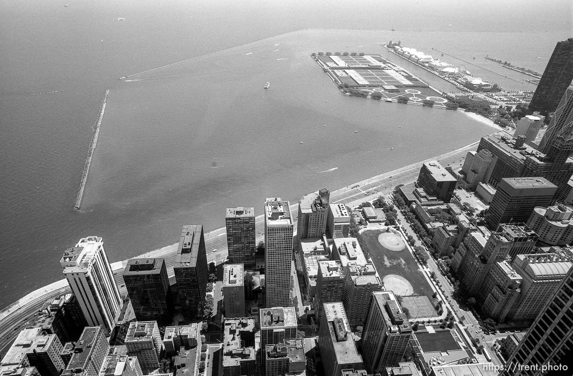 View of Chicago from the top of the John Hancock Building.