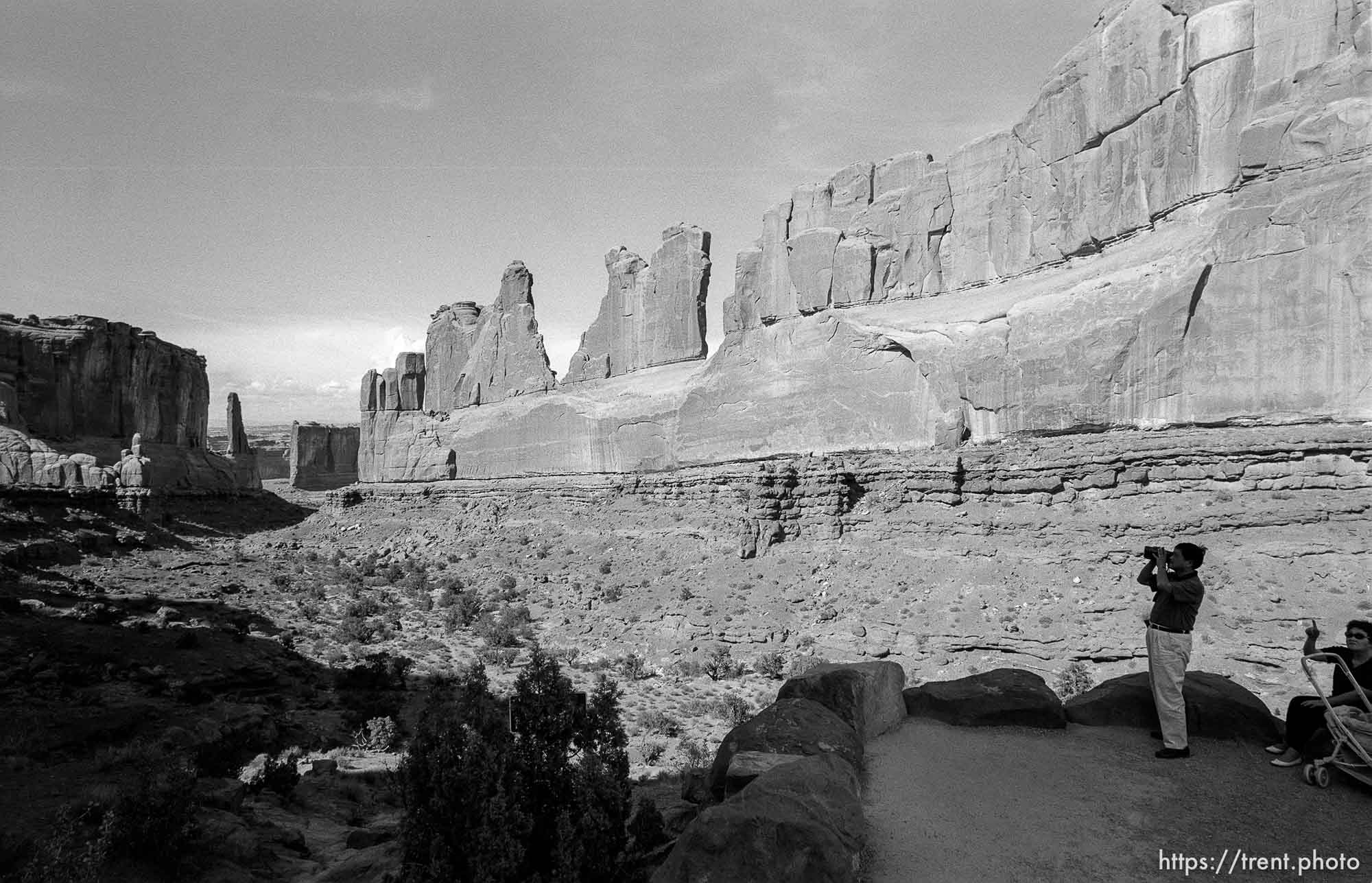 Tourists at South Park Avenue at Arches National Park.