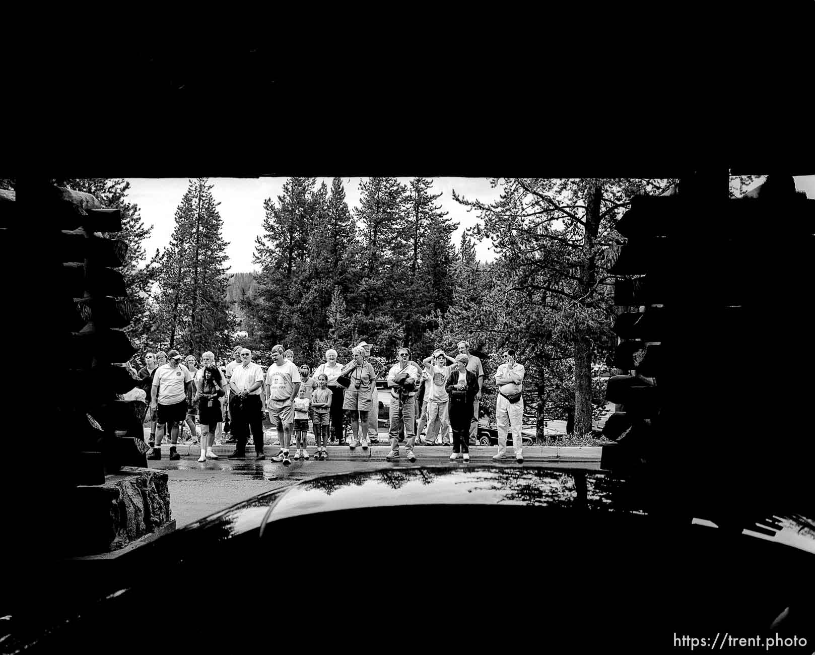 Tour group at the Old Faithful Lodge.