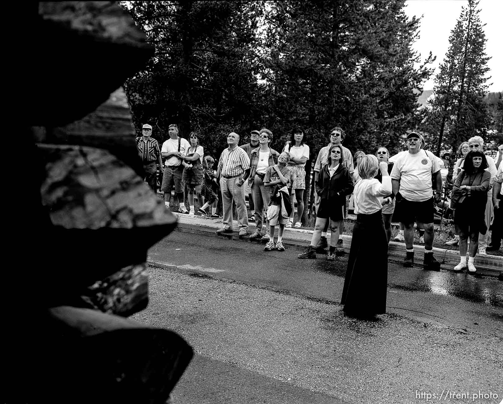 Tour group at the Old Faithful Lodge.