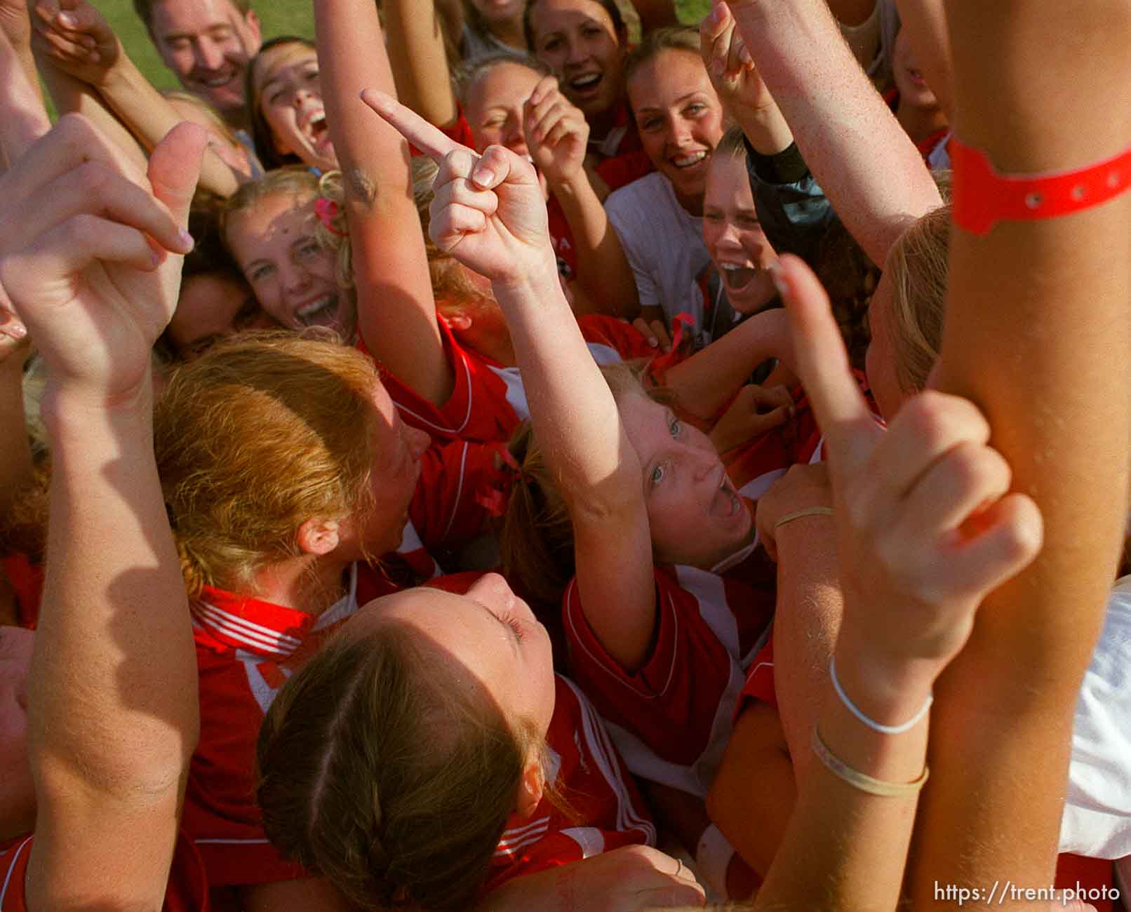 Alta players celebrate their state championship. Alta beats Brighton for 5A State Soccer Championship.