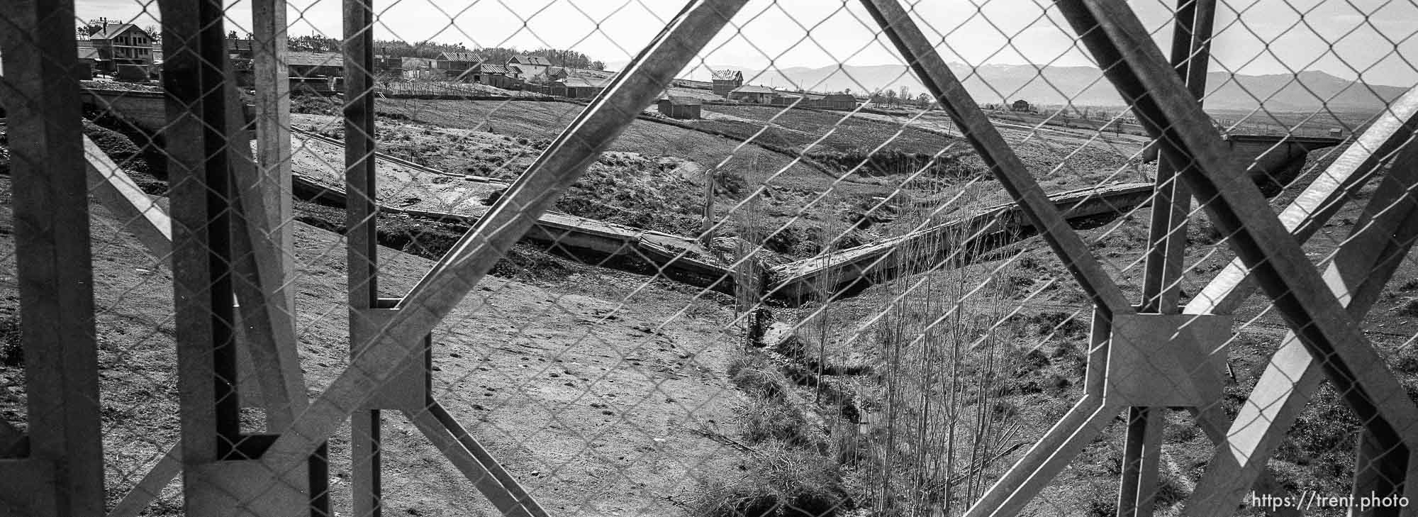 NATO-bombed bridge, seen through a KFOR-constructed temporary bridge.