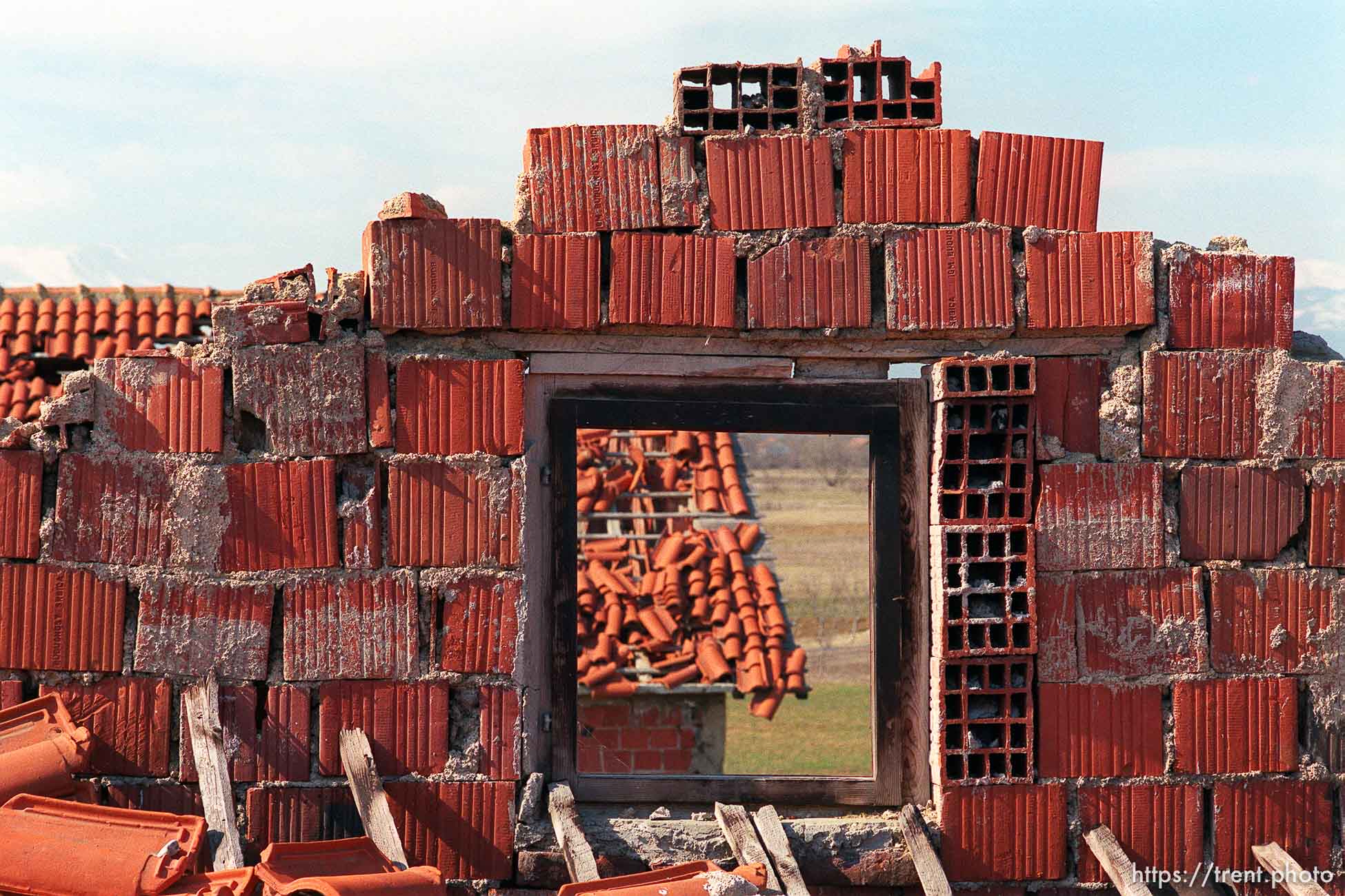 Ruins of homes destroyed and shelled by the Serbs