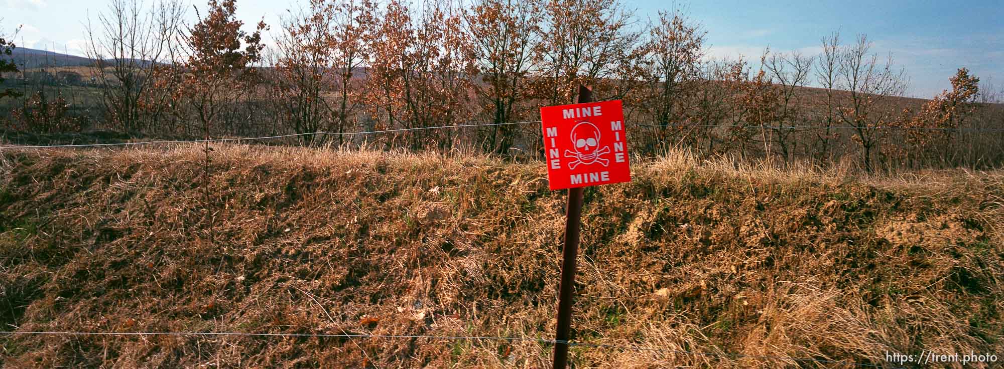 Land mine warning sign.