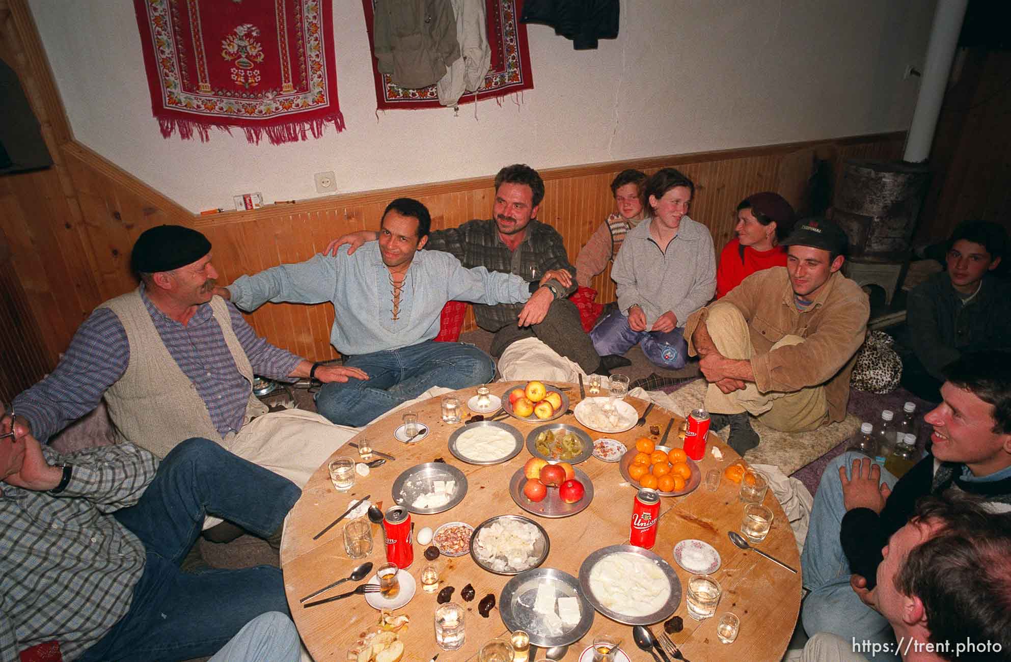 Ed Knowles at a traditional dinner with the Hoxha family.