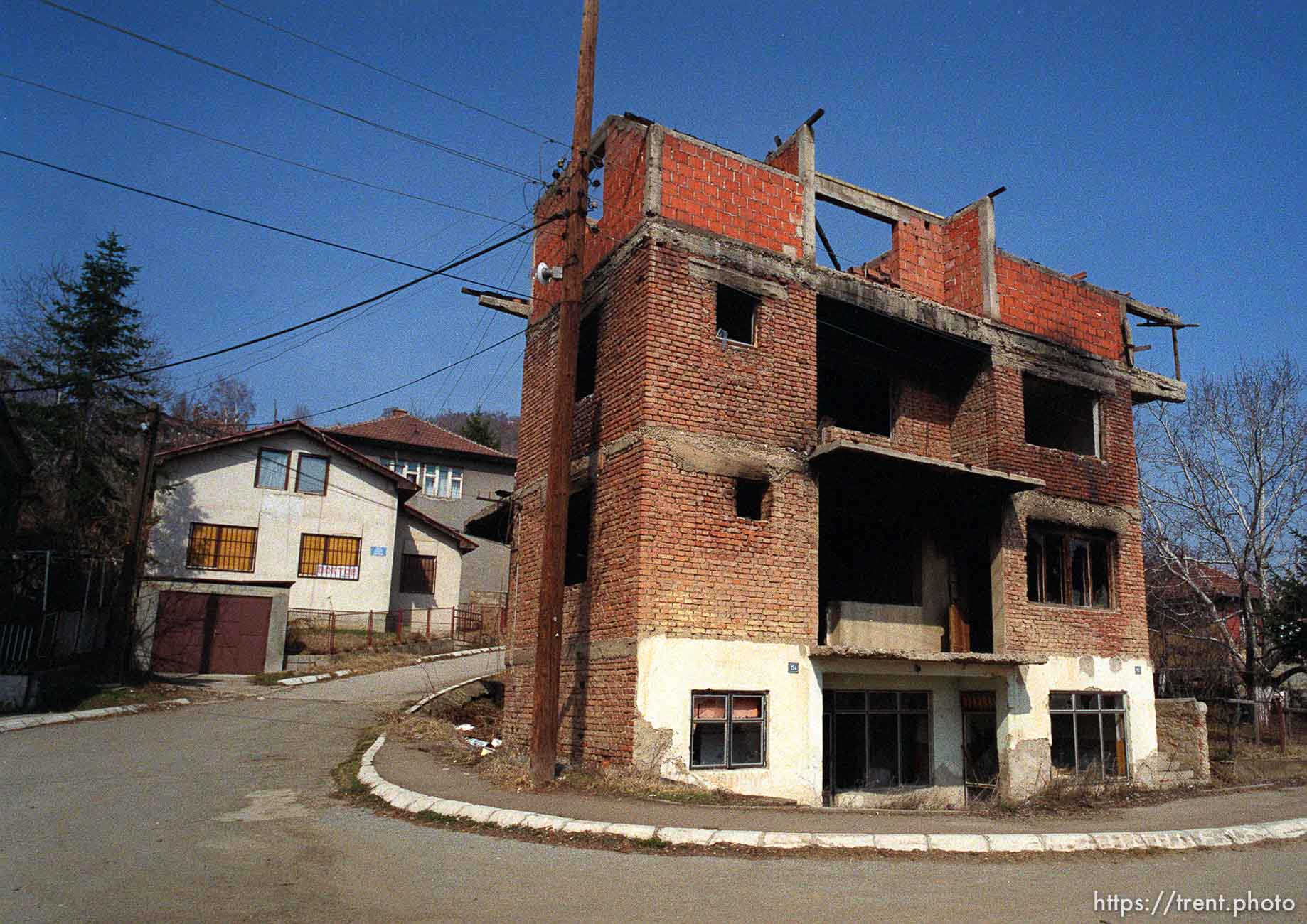 Destruction in Suvi Do, a Serbian enclave in north Mitrovica.