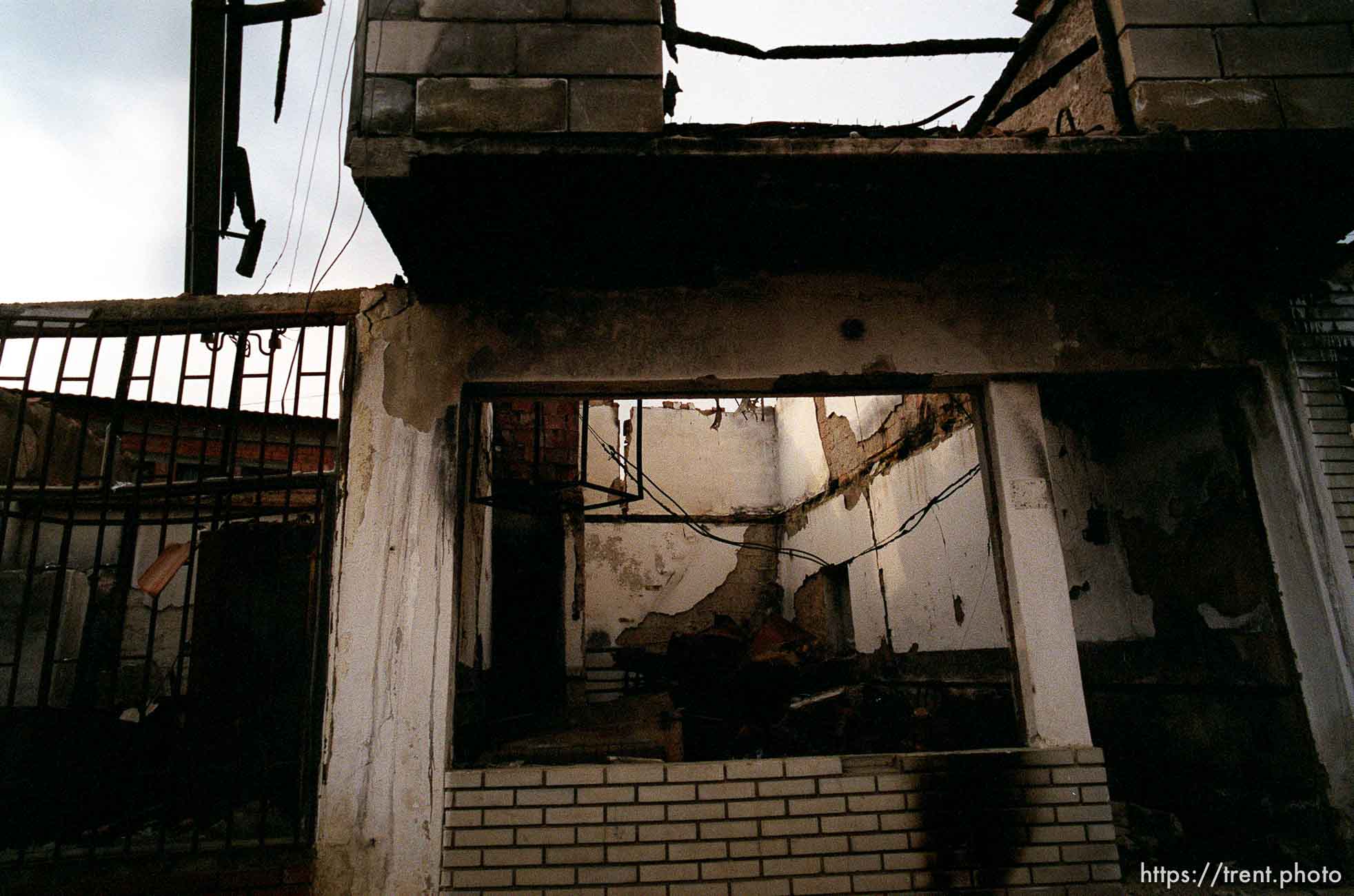 Destruction in the lower Bosniac area of North Mitrovica.