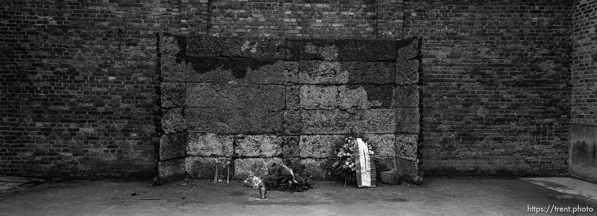 The wall of death at the Auschwitz Concentration Camp.