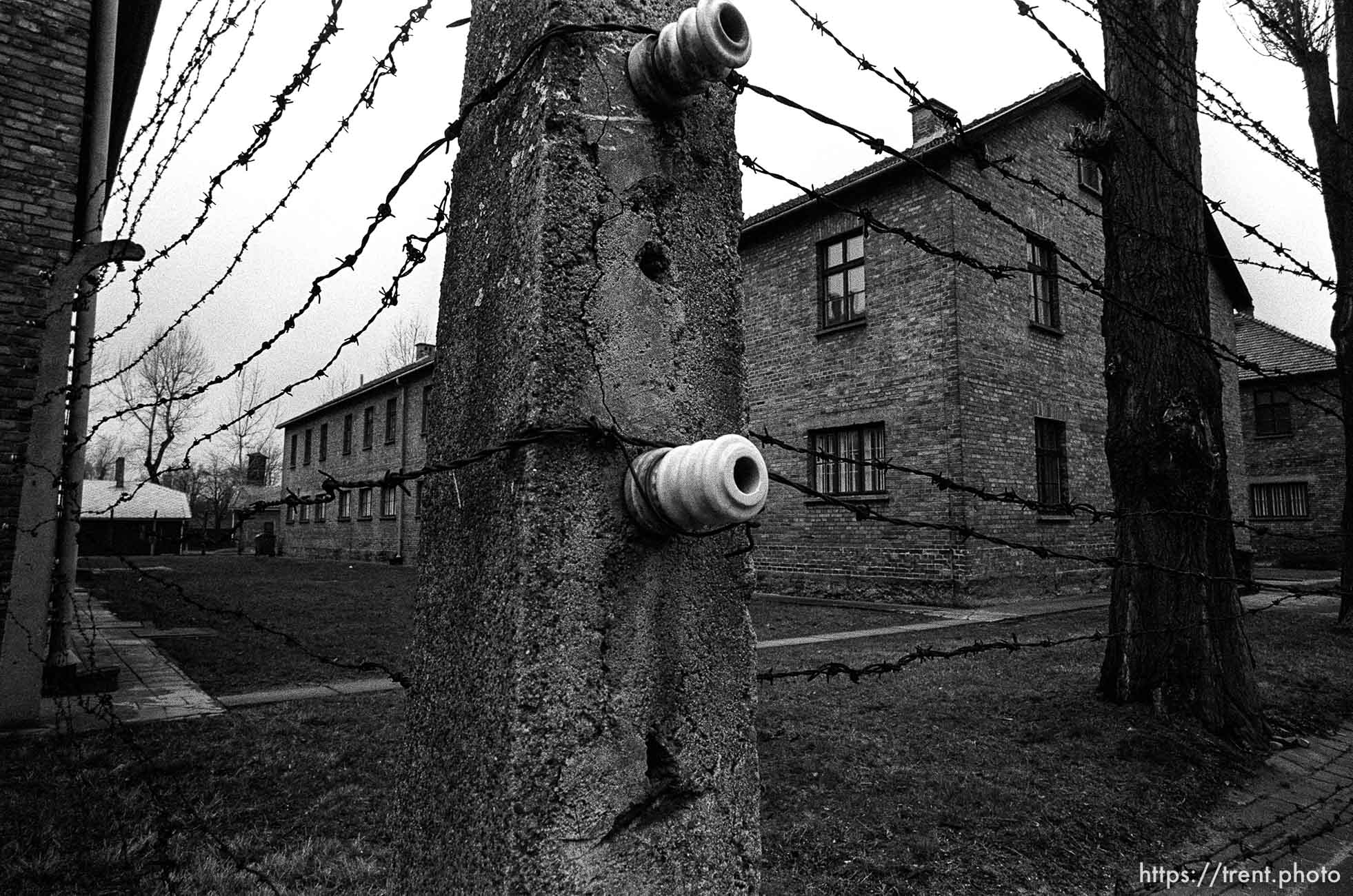 Electric fence at the Auschwitz Concentration Camp.