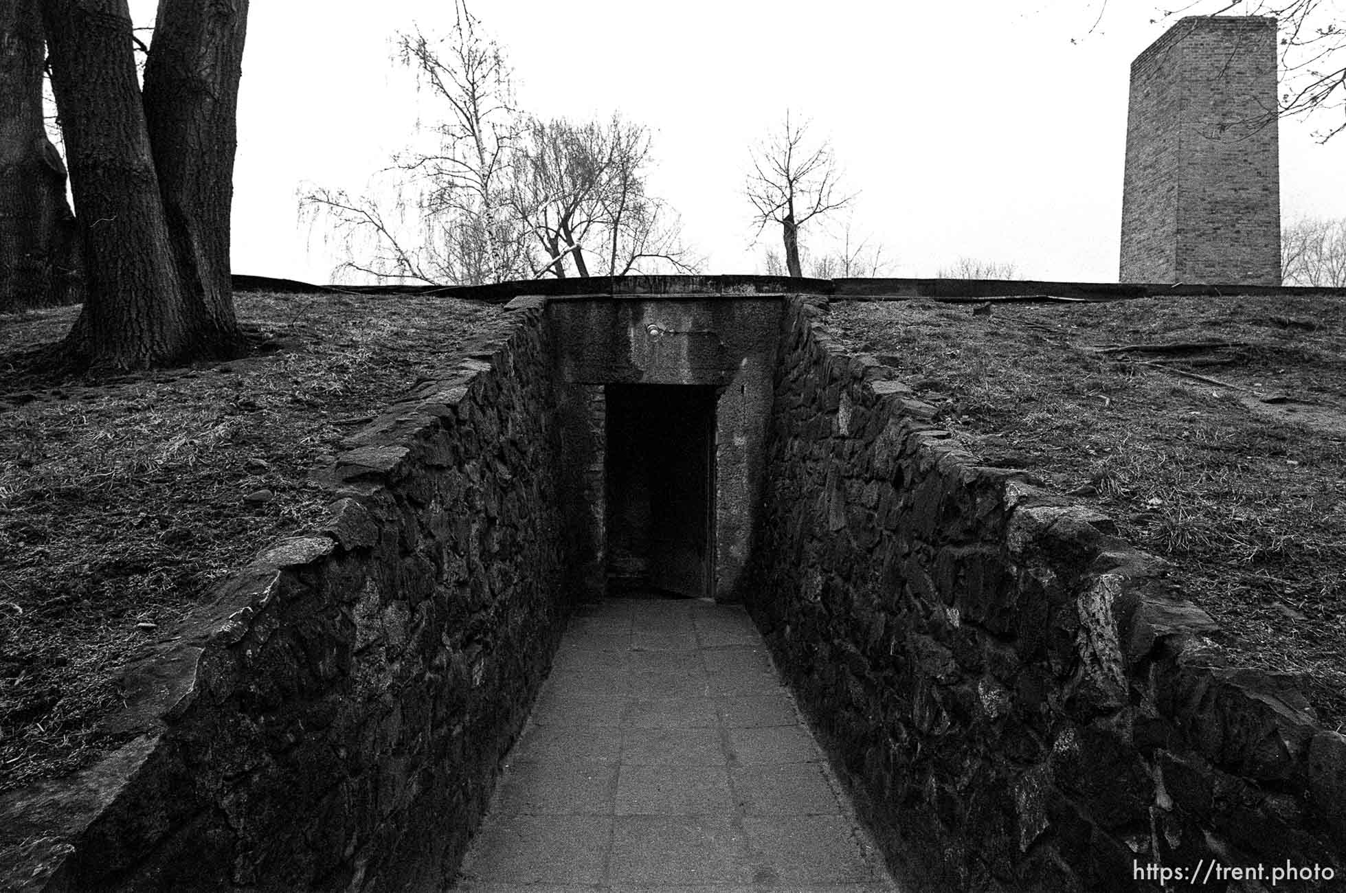 Entrance to the gas chamber at the Auschwitz Concentration Camp.