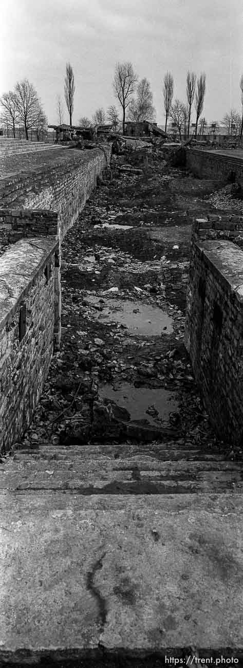 Destroyed gas chamber at the Birkenau Concentration Camp.