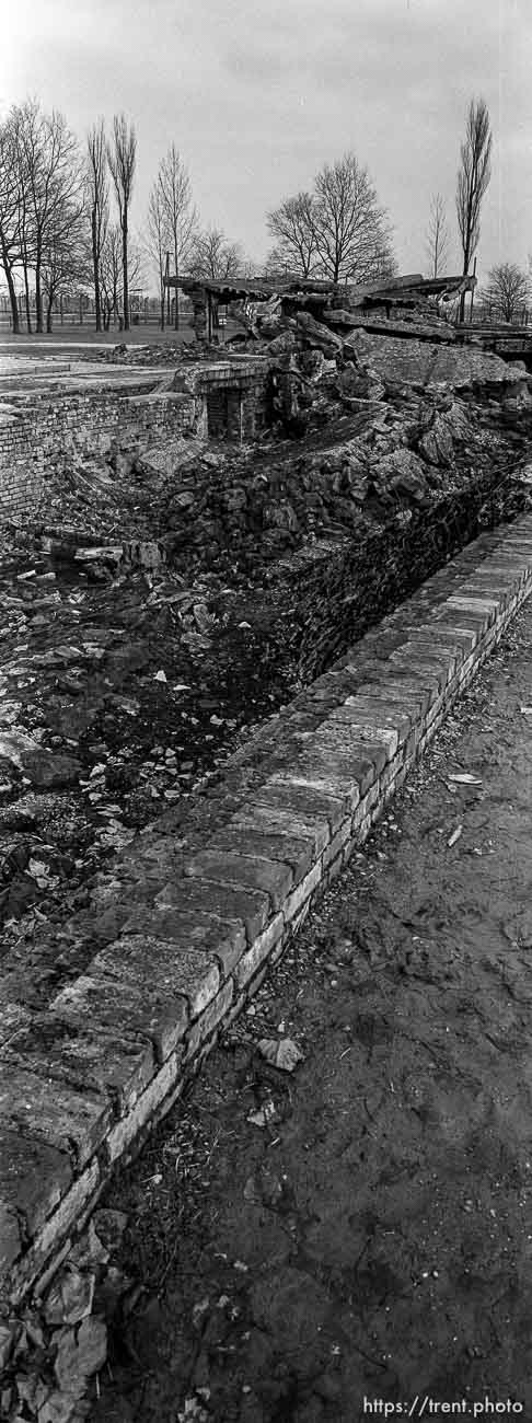 Destroyed gas chamber at the Birkenau Concentration Camp.