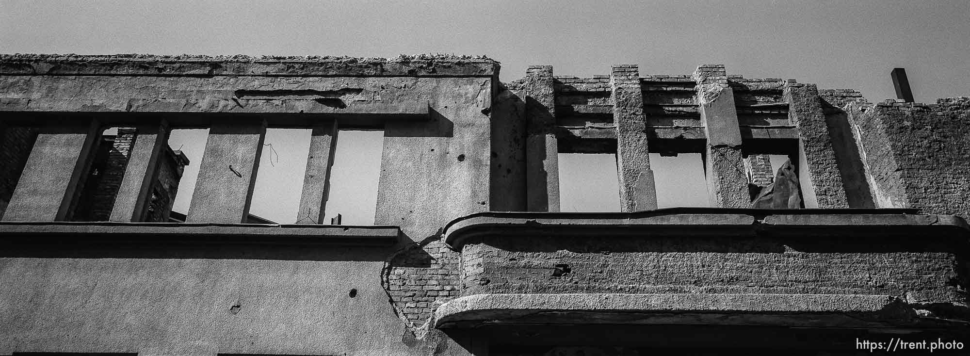 Shelled, destroyed building