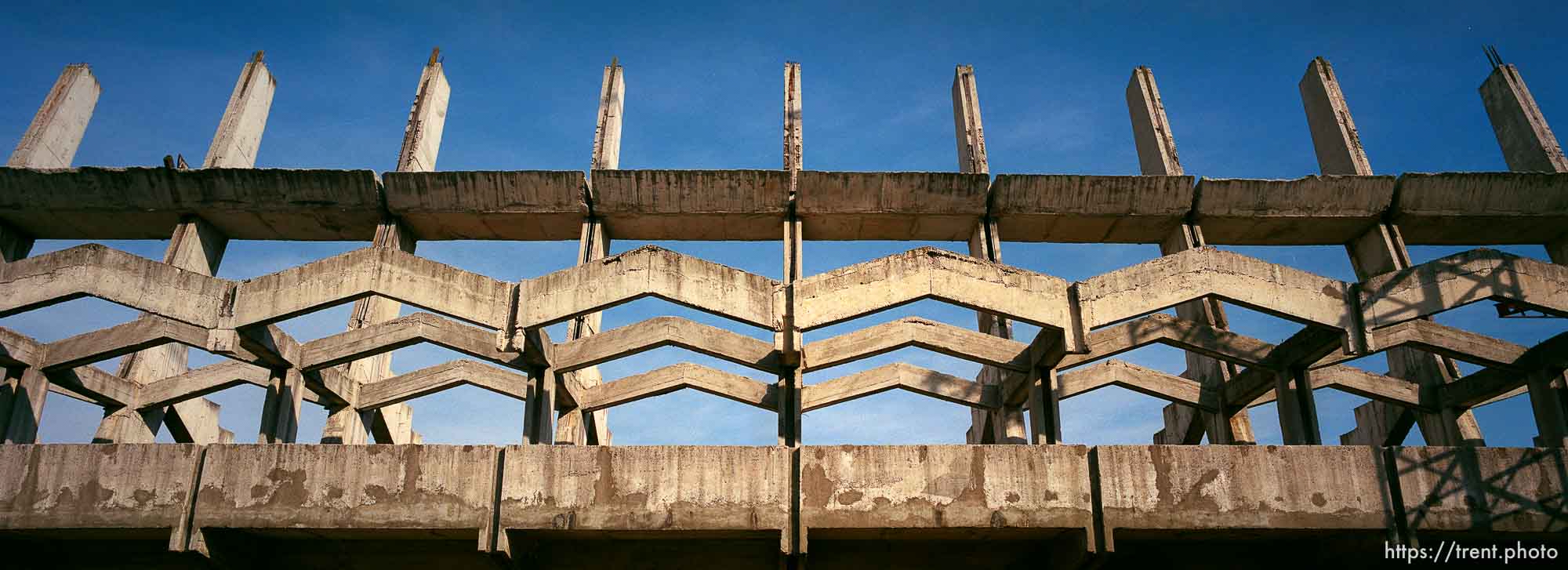 Unfinished high school bleachers.