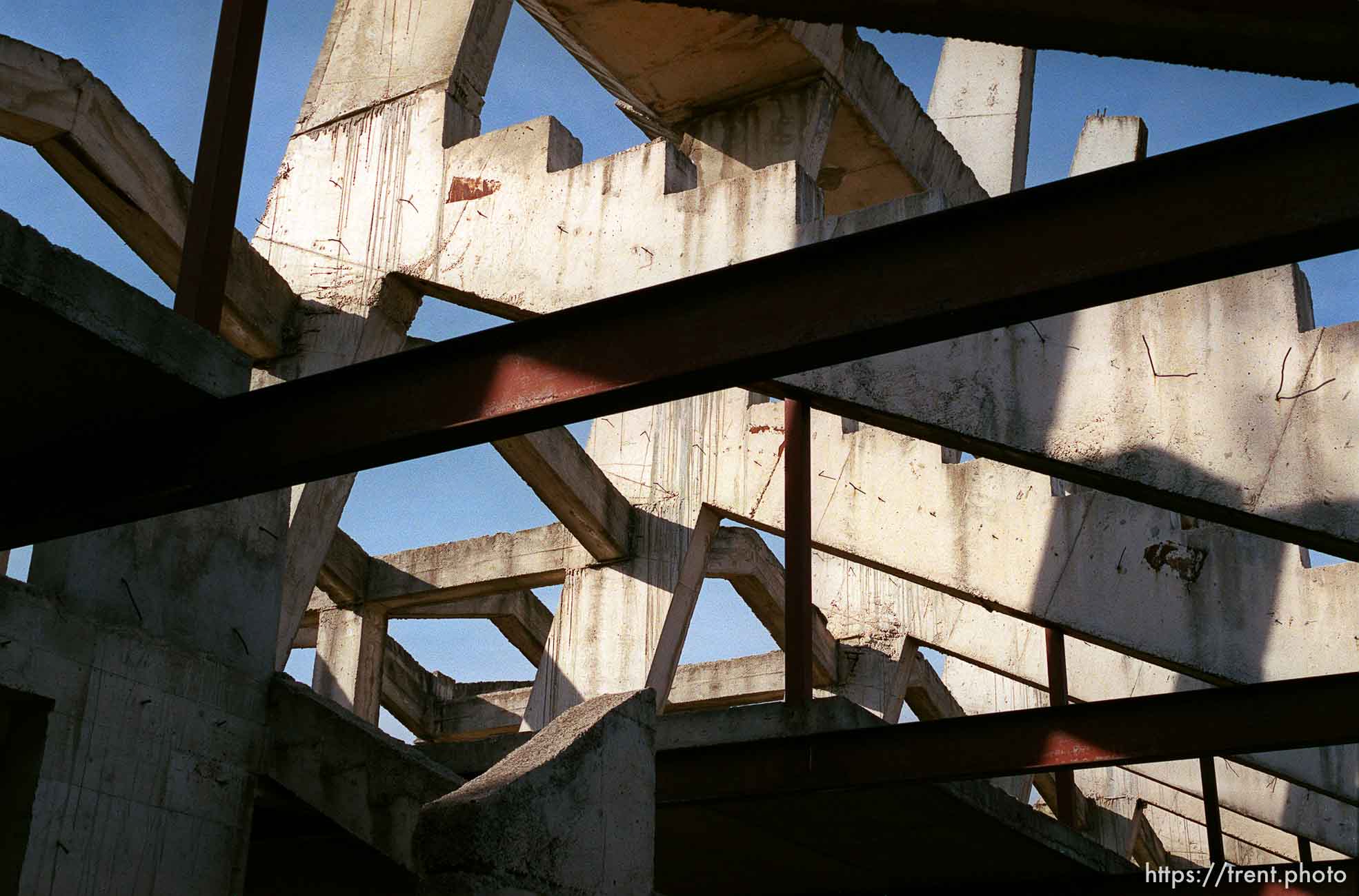 Unfinished high school bleachers.