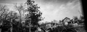 Ruined homes on the drive to Zagreb, Croatia.