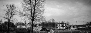 Ruined homes on the drive to Zagreb, Croatia.