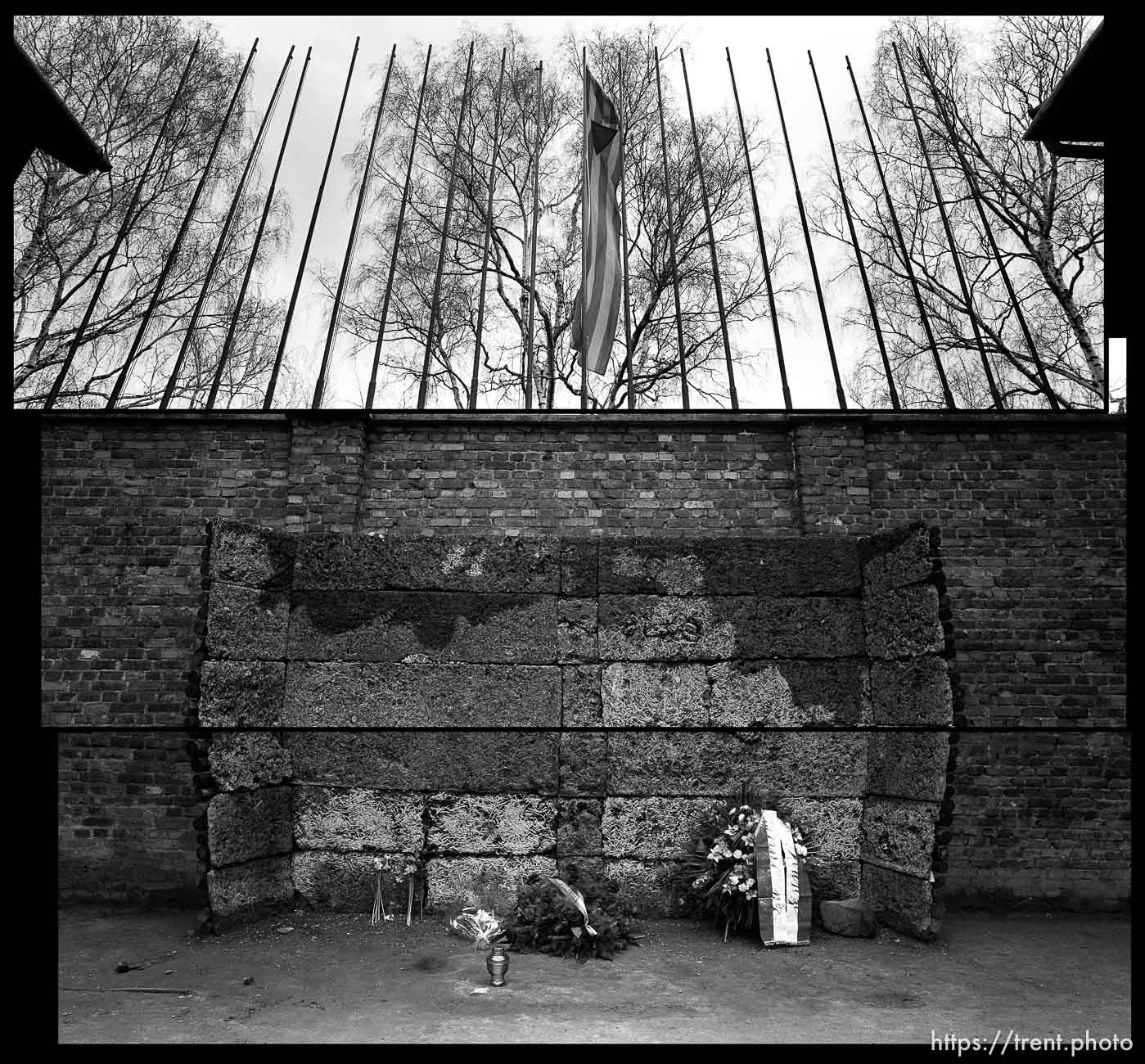 The Wall of Death at the Auschwitz death camp, eastern Poland. Photo by Trent Nelson