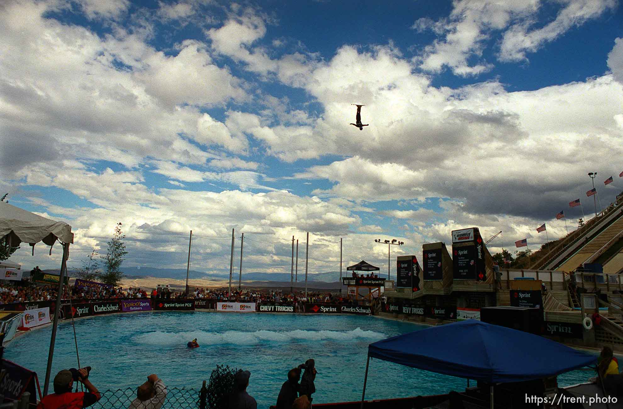 Ryan St. Onge competing in the Sprint Ultimate Airwave freestyle skiing competition.