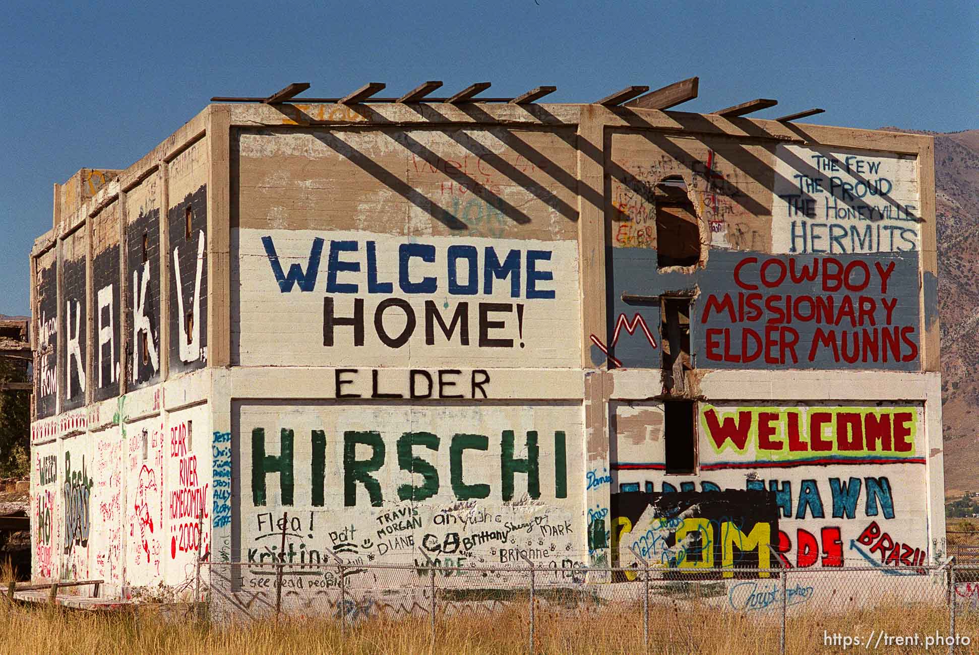 graffitied ruins near Honeyville, off I-15.